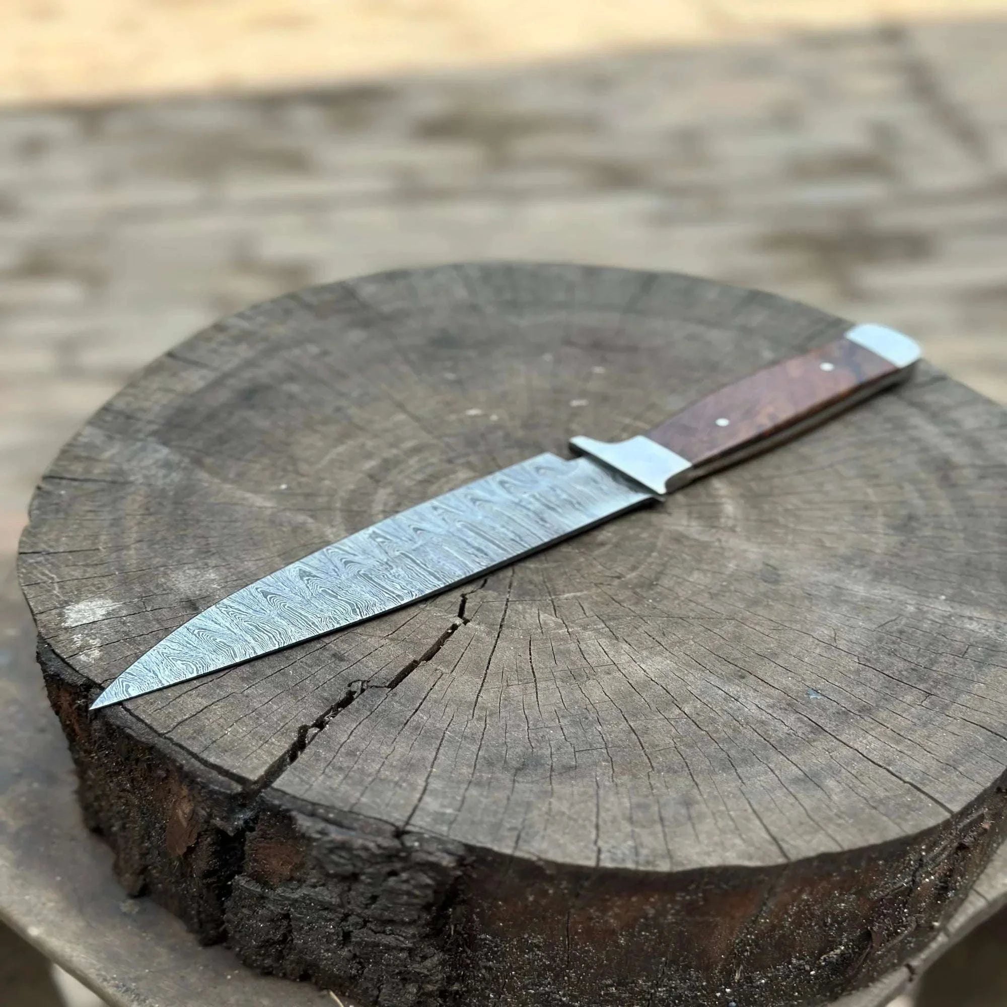 Palmarius Outdoors European Carving Knife Damascus Blade Wooden Handle Fixed Blade Tool Chef Knife