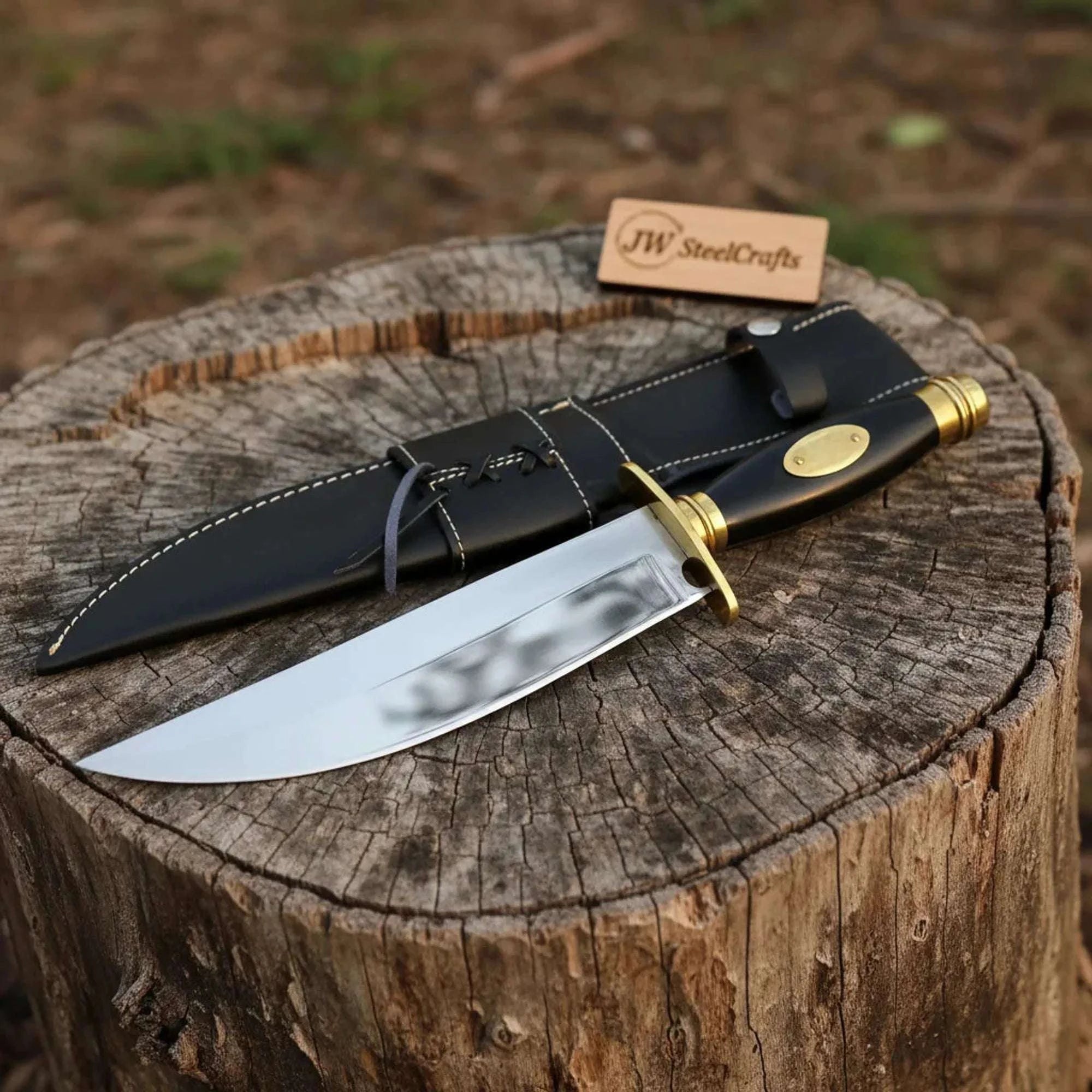 Palmarius Outdoors Classic American Clip Point Bowie Knife Fixed Blade 9 Inch Hunting Knife with Guard 