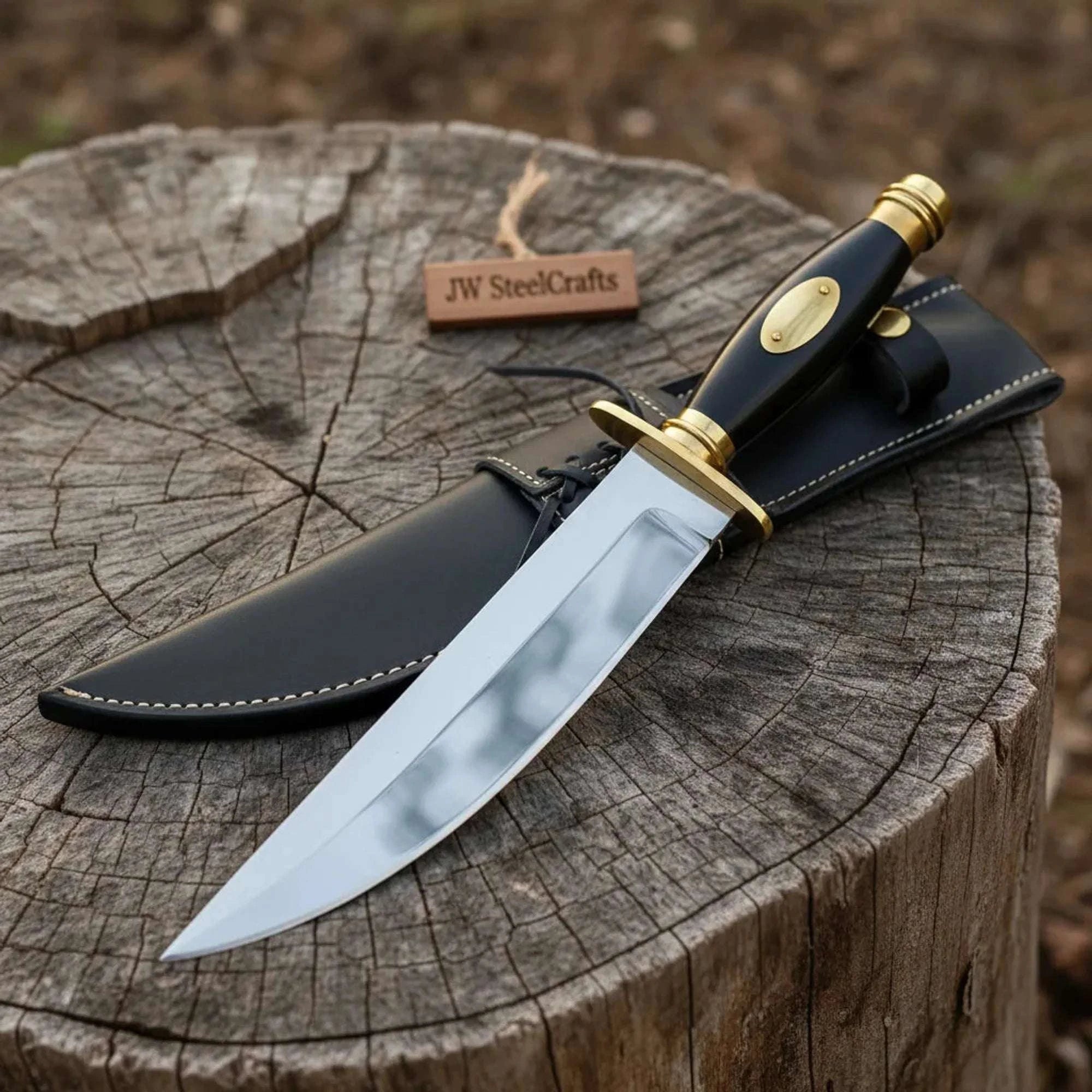 Palmarius Outdoors Classic American Clip Point Bowie Knife Fixed Blade 9 Inch Hunting Knife with Guard 