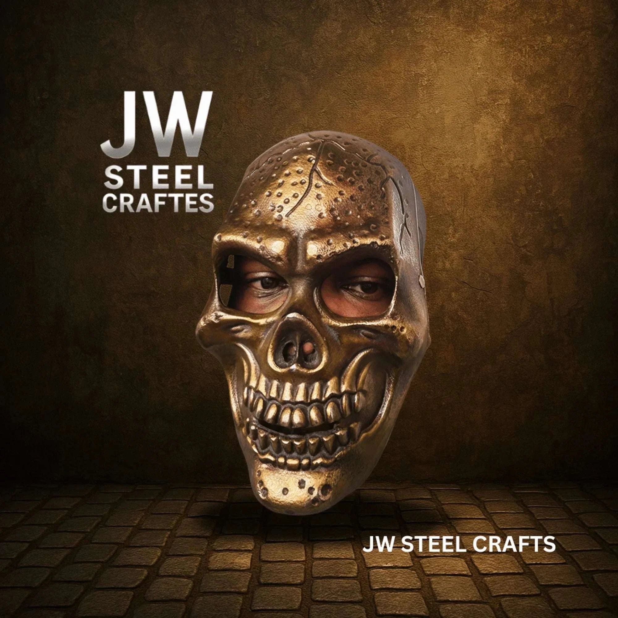 Palmarius Outdoors Handcrafted Metal Skull Mask: Choose Copper, Chrome or Antique Finish Mask