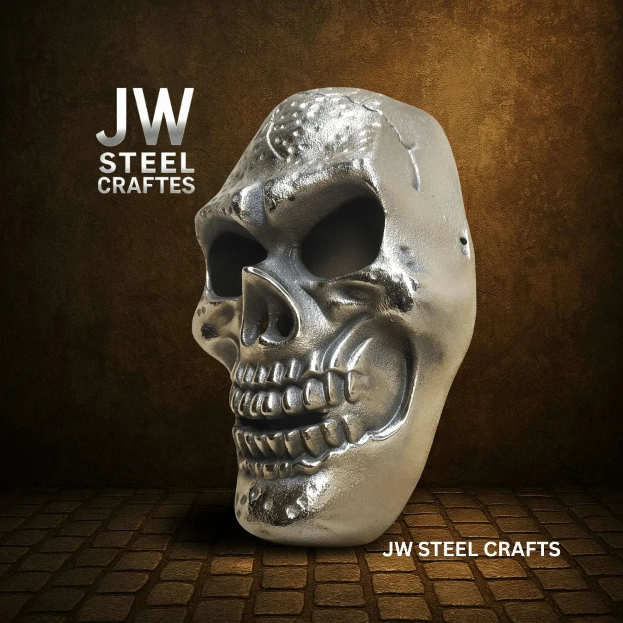 Palmarius Outdoors Handcrafted Metal Skull Mask: Choose Copper, Chrome or Antique Finish Mask