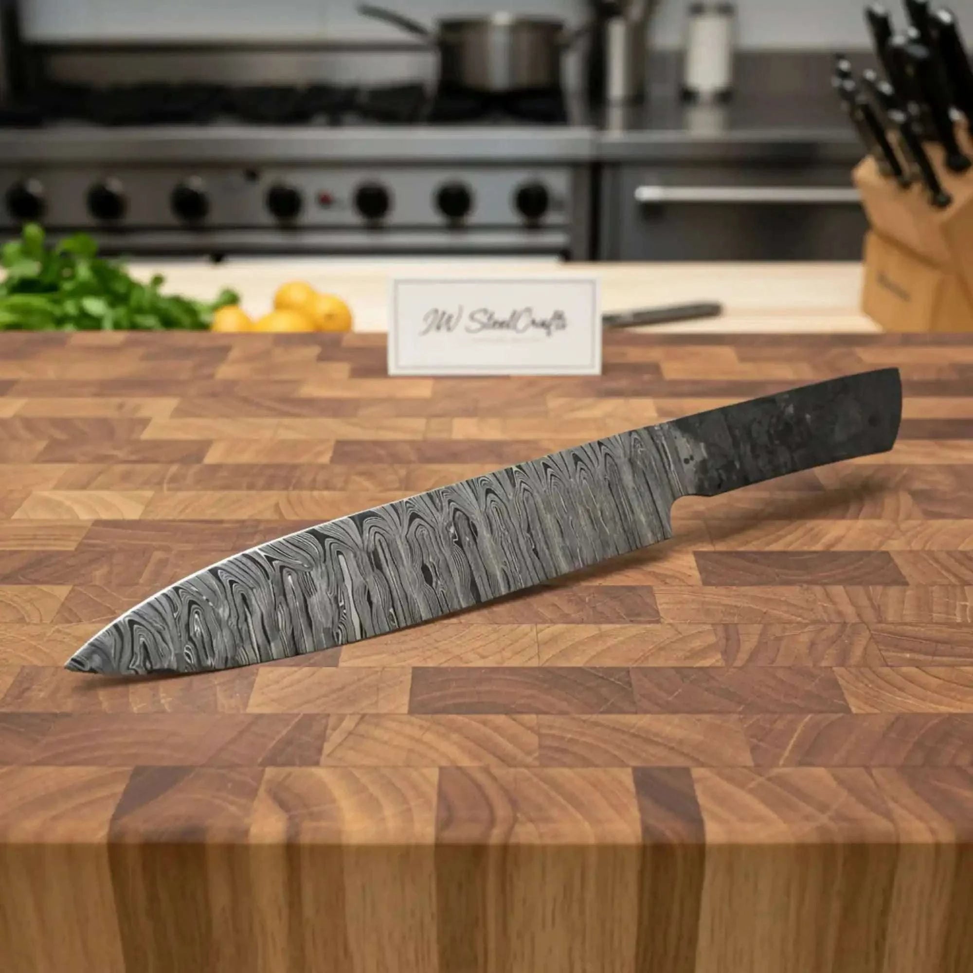 Palmarius Outdoors Handmade Twisted Damascus Chef Knife Blade Blank Gyuto Style for Custom Knife Making 