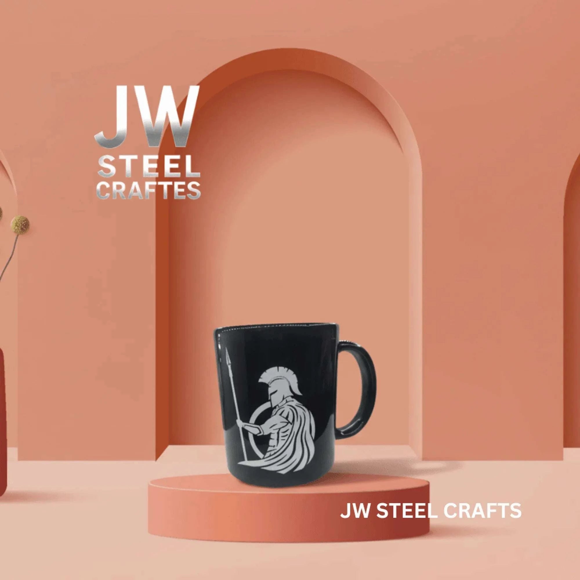 Palmarius Outdoors Spartan Warrior Mug | Black Ceramic Coffee Cup | JW SteelCrafts viking mug