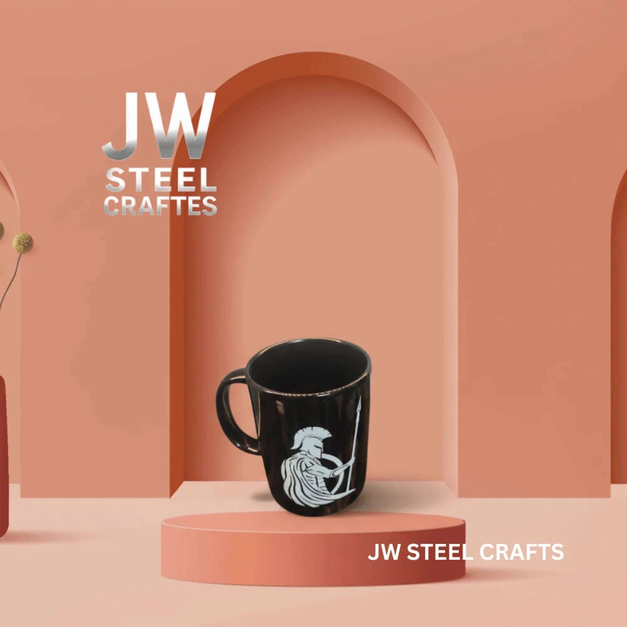 Palmarius Outdoors Spartan Warrior Mug | Black Ceramic Coffee Cup | JW SteelCrafts viking mug