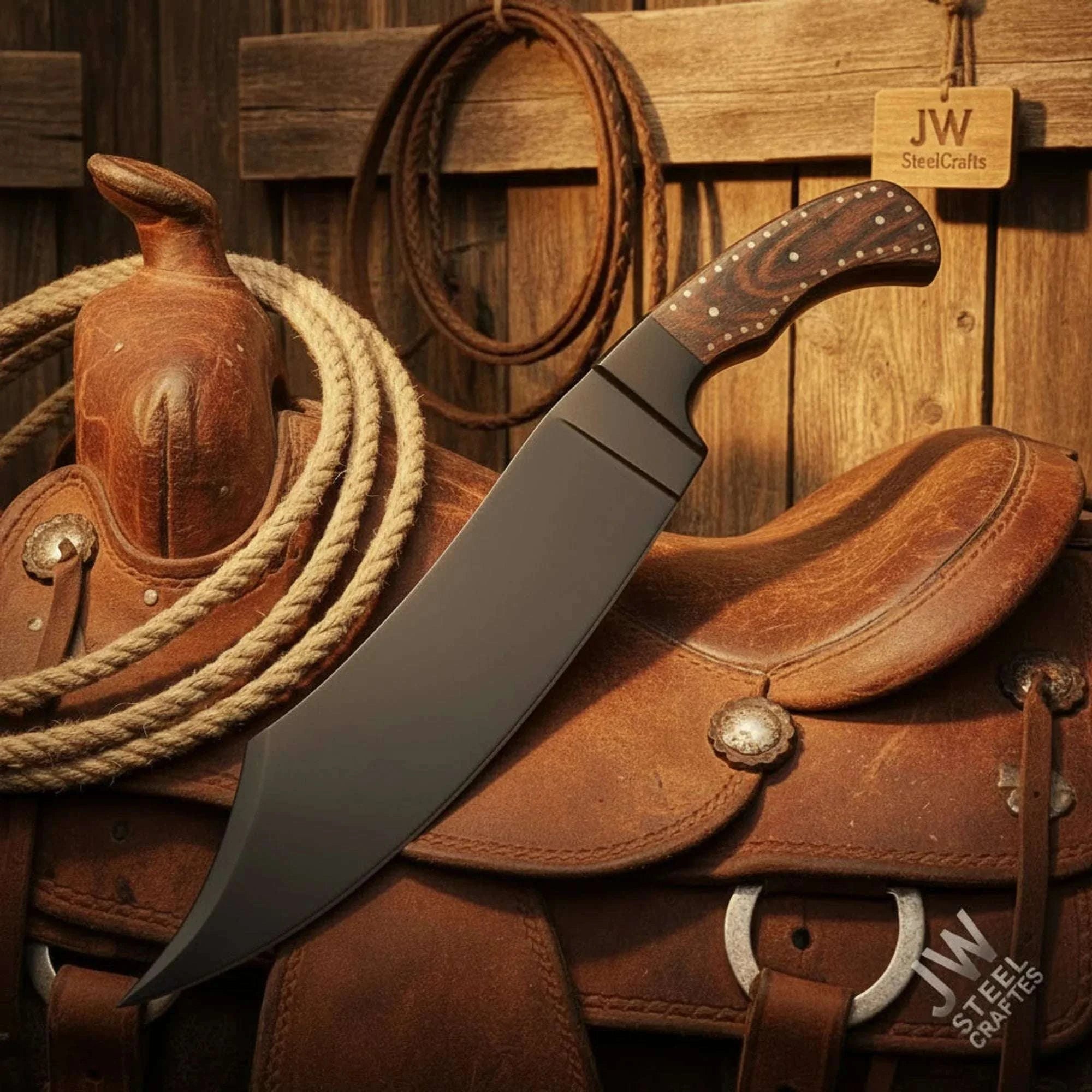 Palmarius Outdoors Hand-Forged High Carbon Steel Bowie Knife – 13-Inch Trailing Point Custom Bowie Knives