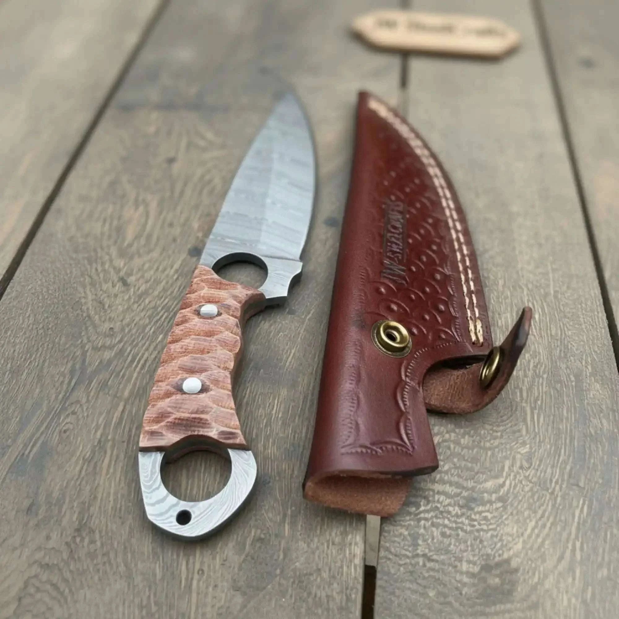 Palmarius Outdoors Handmade Damascus Karambit Hunting Knife with Brown Micarta Handle Karambit Knife