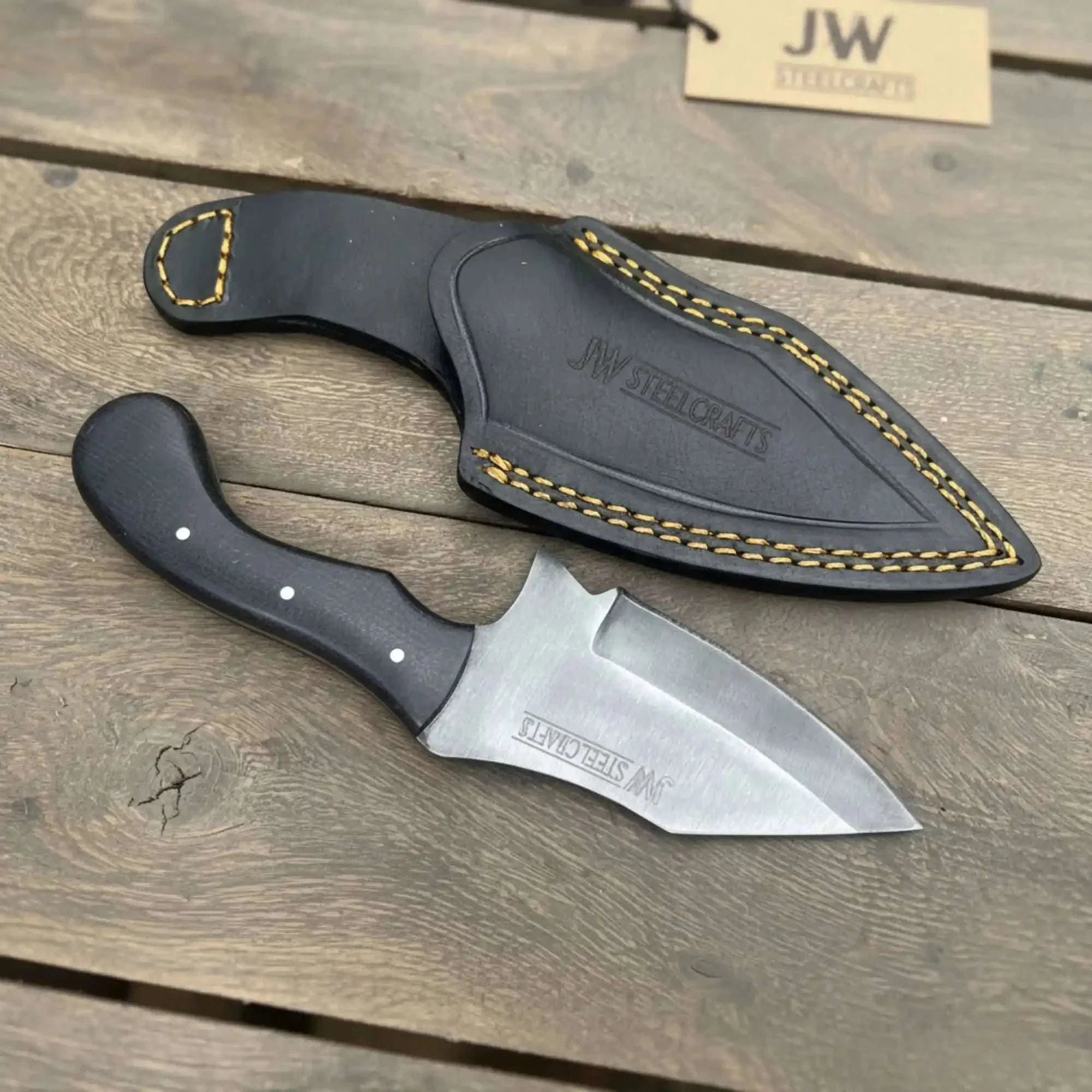 Palmarius Outdoors Handmade Tanto Hunting Knife with Black Micarta Handle 