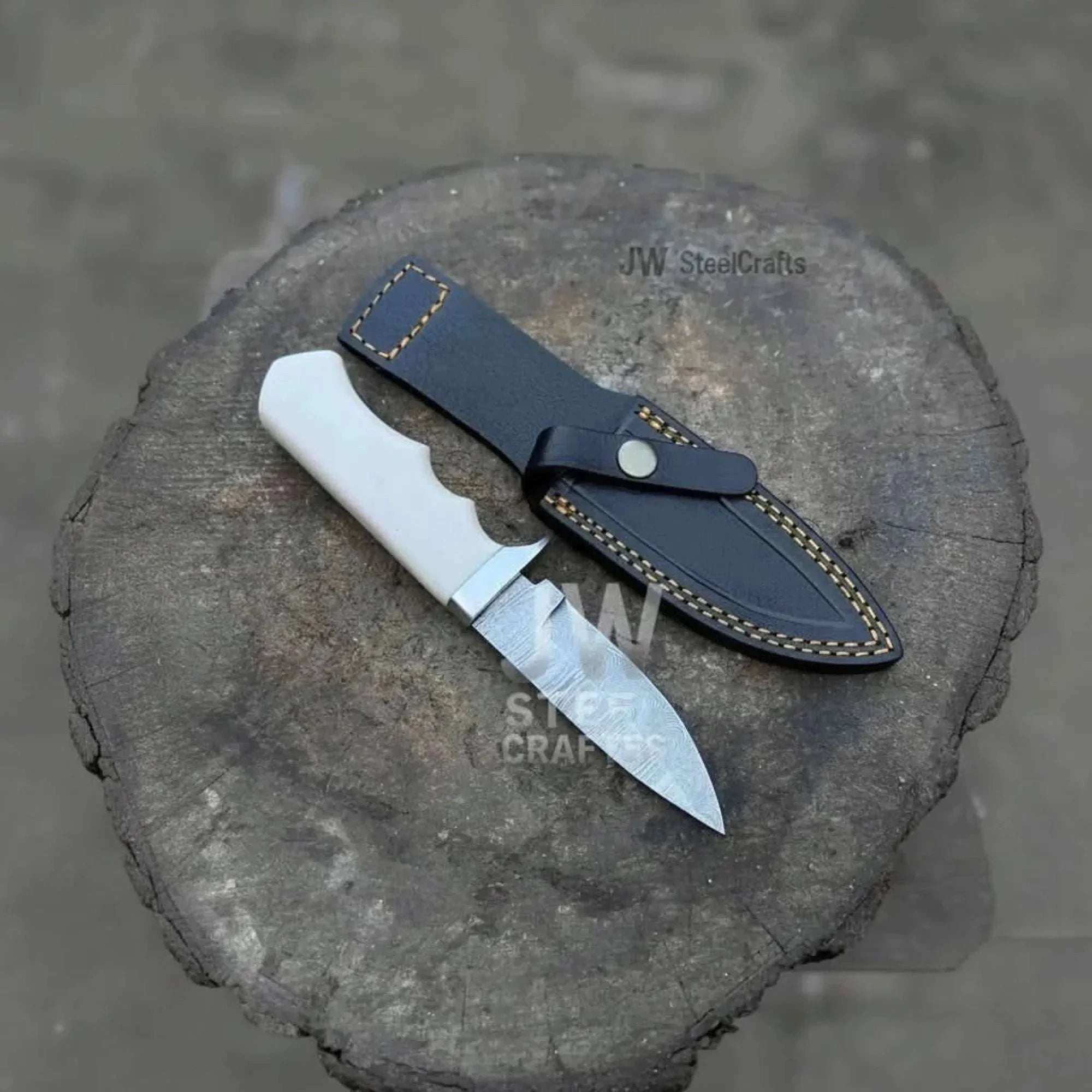 Palmarius Outdoors Handmade 7 Inch Damascus Outdoor Utility Knife Multiple Handle Options Skinner Knife