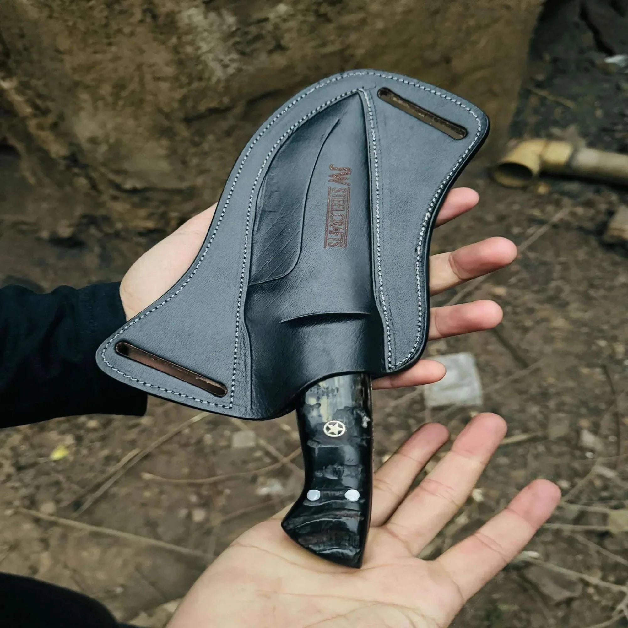Palmarius Outdoors Fixed Blade Hunting Knife – Walnut Wood / Ram Horn Handle Options Survival Knife