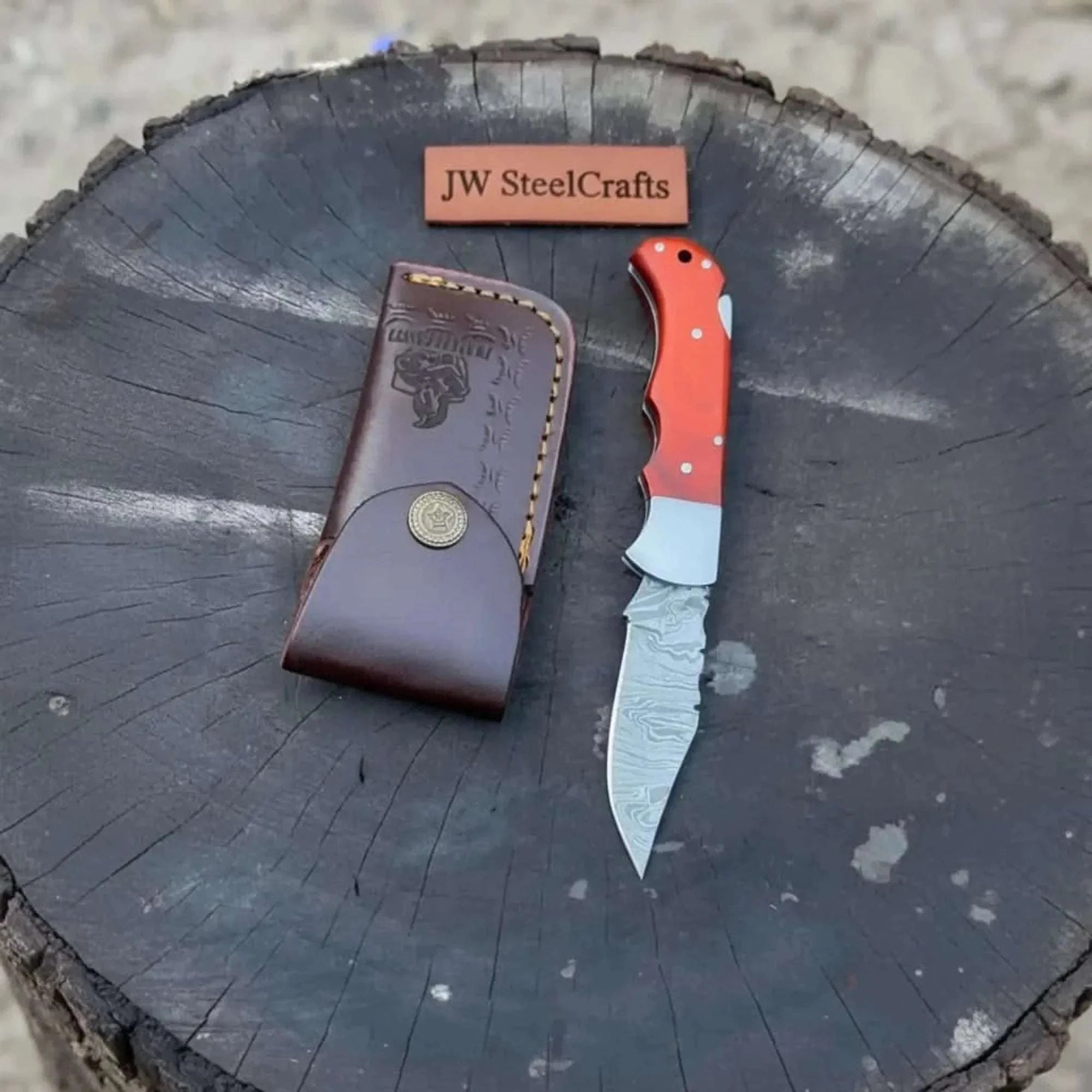 Palmarius Outdoors Handmade Damascus Steel Folding Knife 4 Premium Handle Variations Back Lock Folder