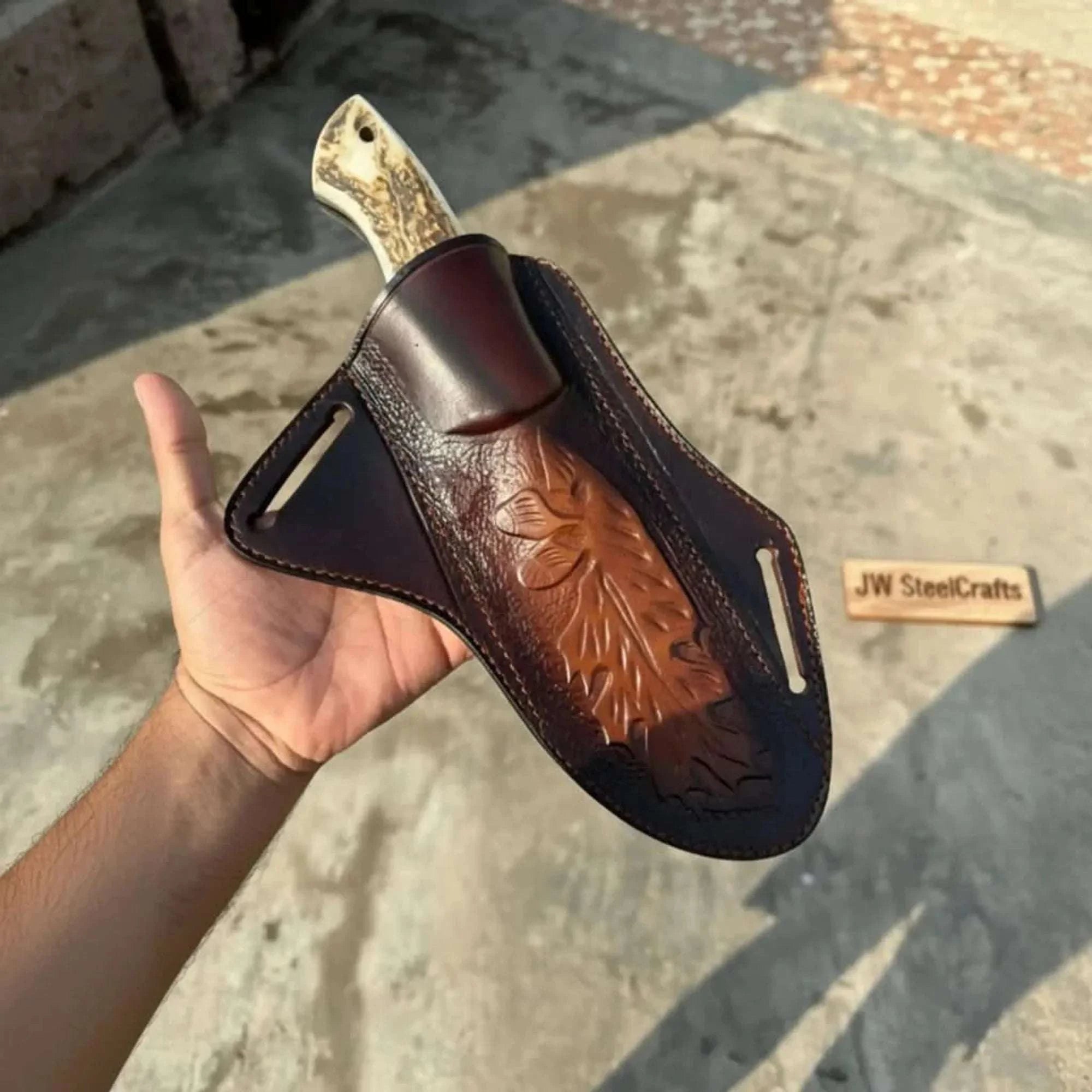 Palmarius Outdoors Stag Handle Hunting Knife Stainless Steel or Damascus Blade hunting knife