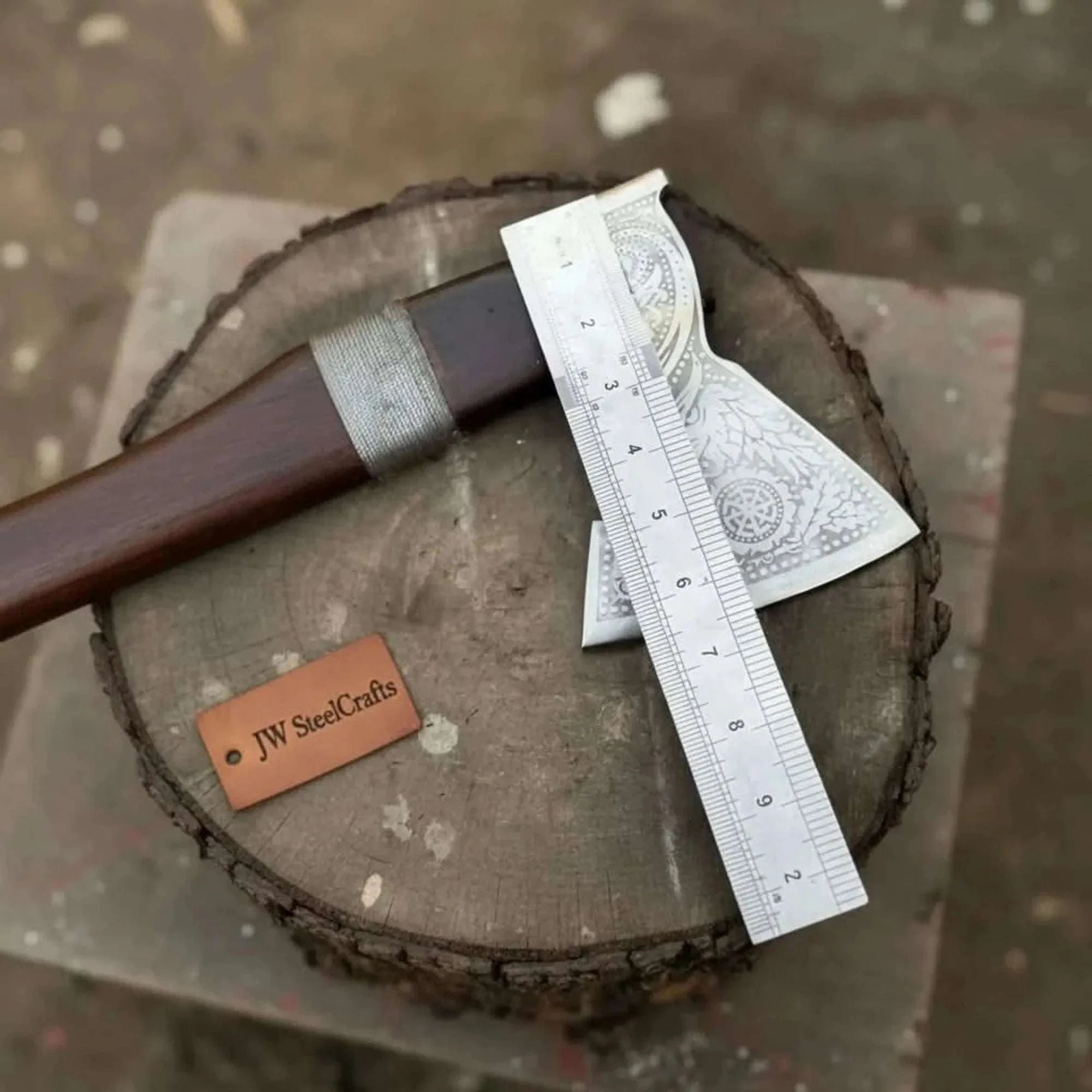 Palmarius Outdoors Viking Bearded Axe with Norse Engraved Blade and Leather Sheath Handmade Axe