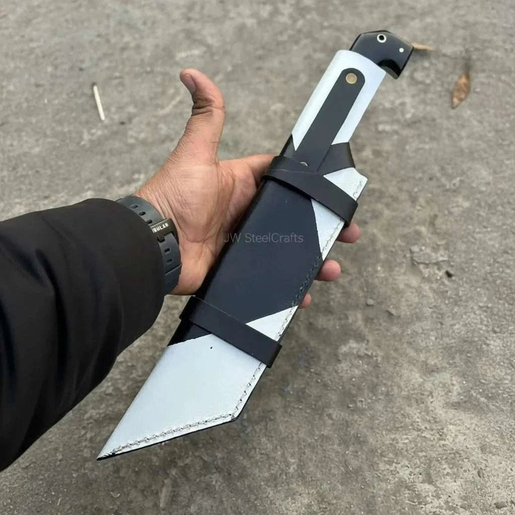 Palmarius Outdoors Damascus Steel Tracker Knife with Dual-Tone Bone & Black Handle | Handmade Leather Sheath Handmade Tracker Knives