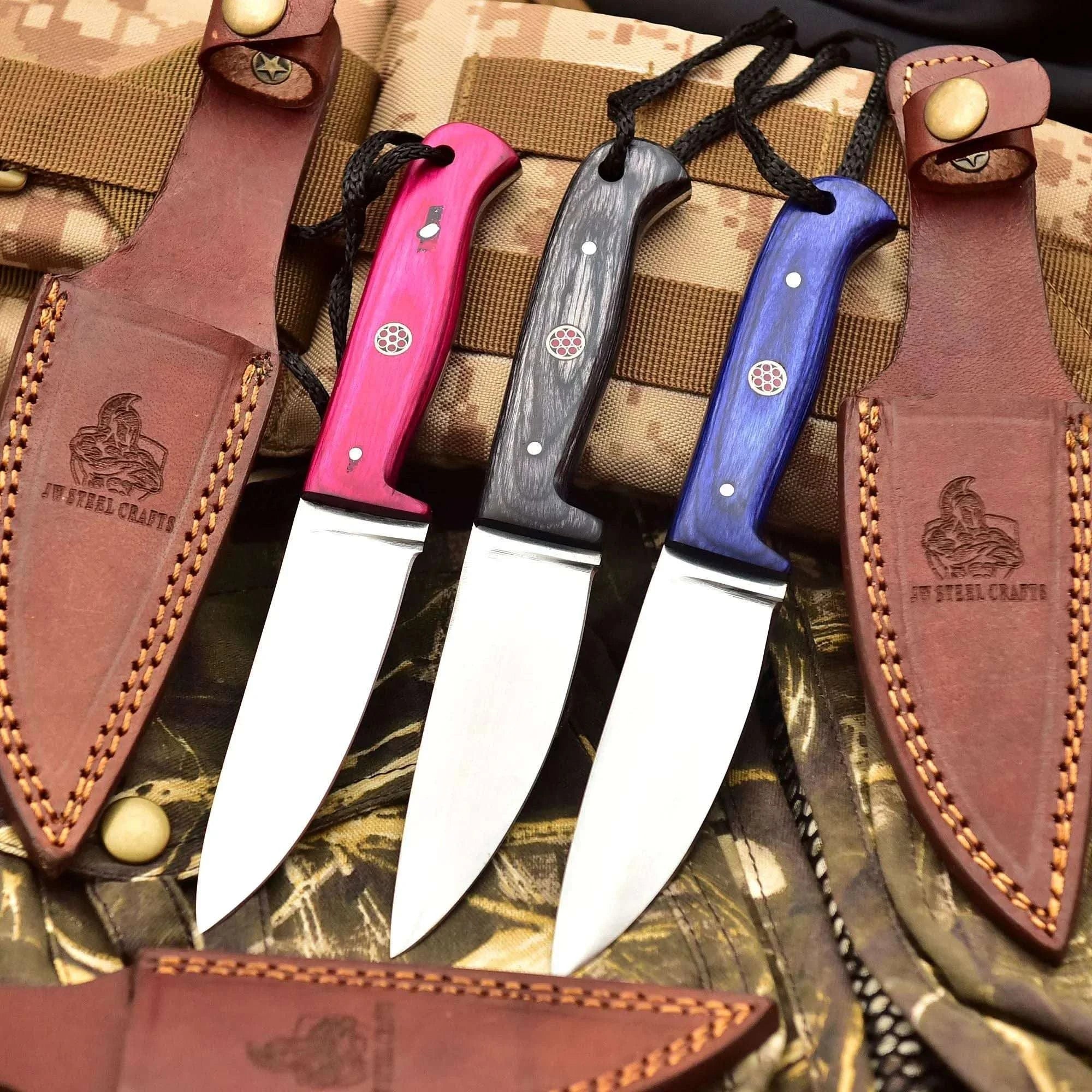 Palmarius Outdoors Handmade Fixed Blade Stainless Steel Skinning Hunting Knife 8" Mirror Polished Carbon Steel Drop Point Hunting Knife