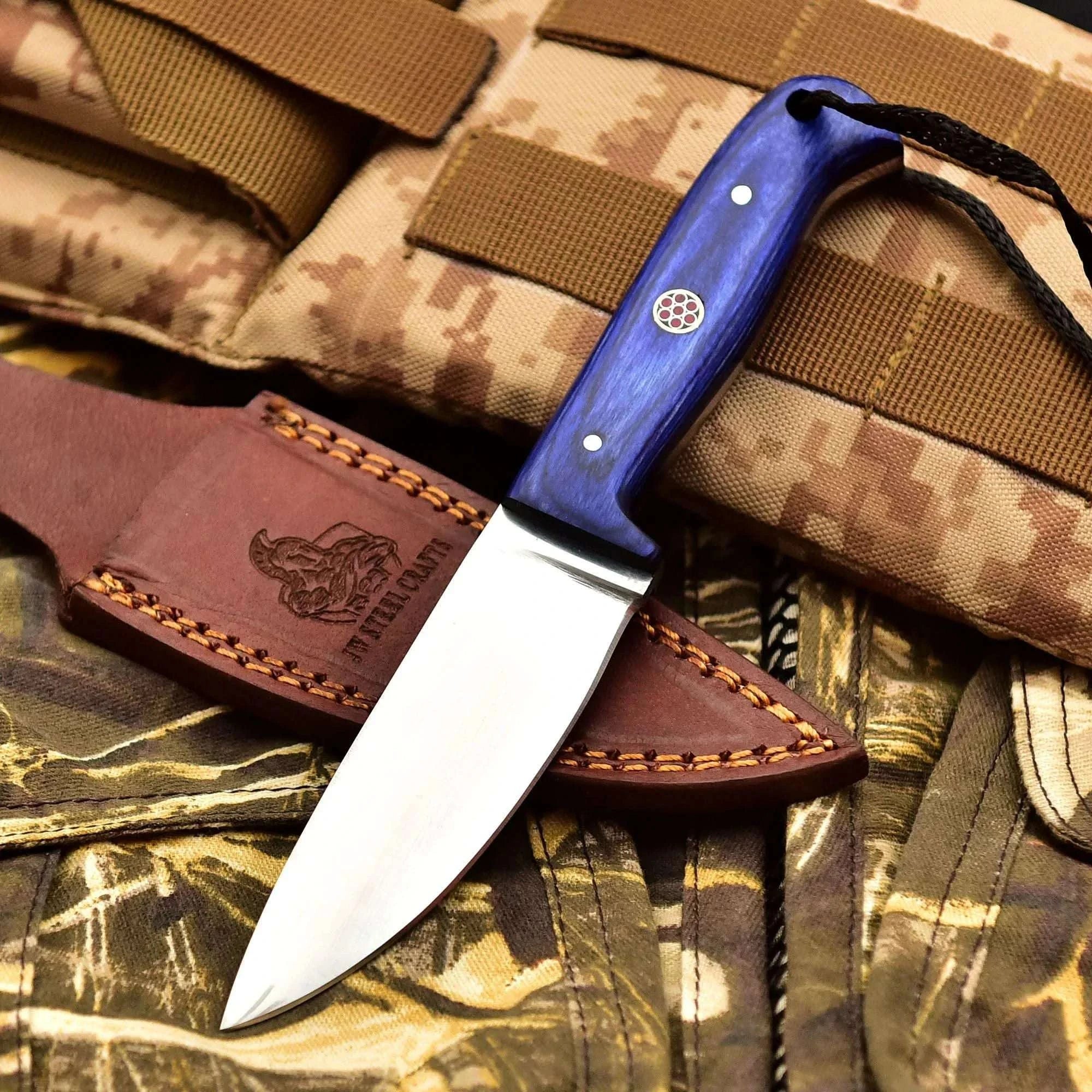 Palmarius Outdoors Handmade Fixed Blade Stainless Steel Skinning Hunting Knife 8" Mirror Polished Carbon Steel Drop Point Hunting Knife