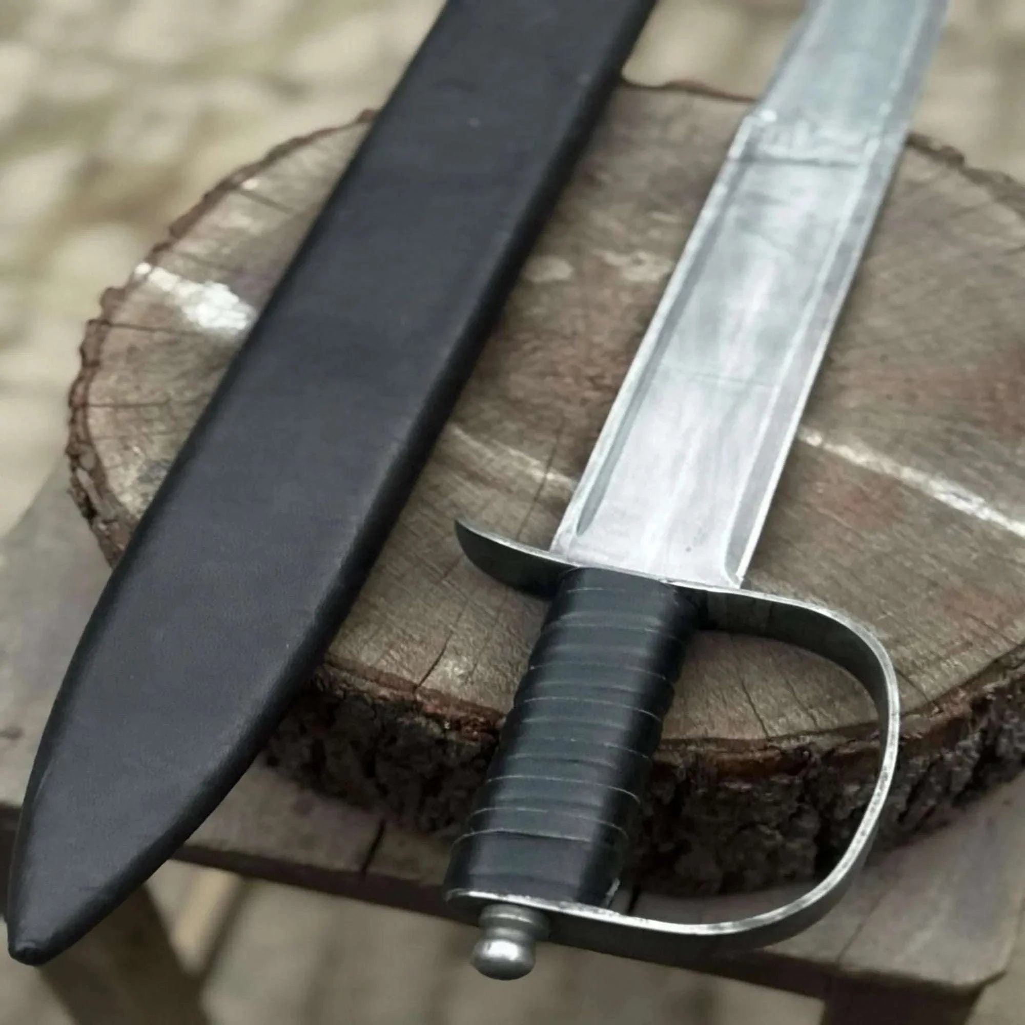 Palmarius Outdoors Hand-Forged Carbon Steel Long Blade with Guard | Wrapped Grip | Leather Cover Included armor