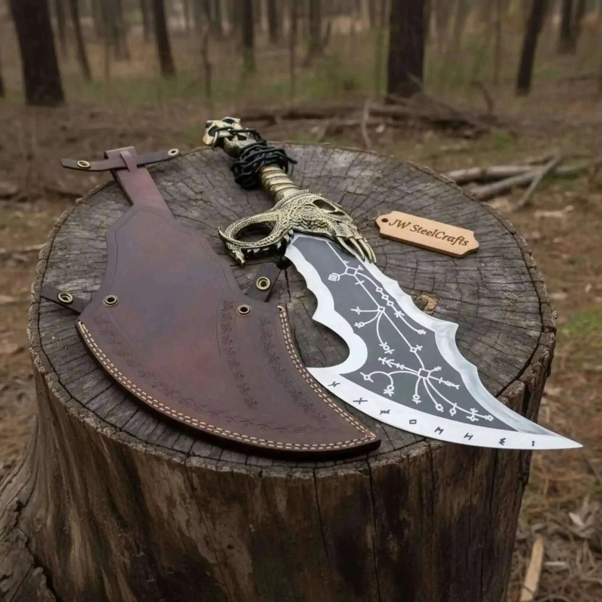 Palmarius Outdoors Handmade Norse Rune Dragon Recurve Bowie Knife – Collector Piece Custom Bowie Knives