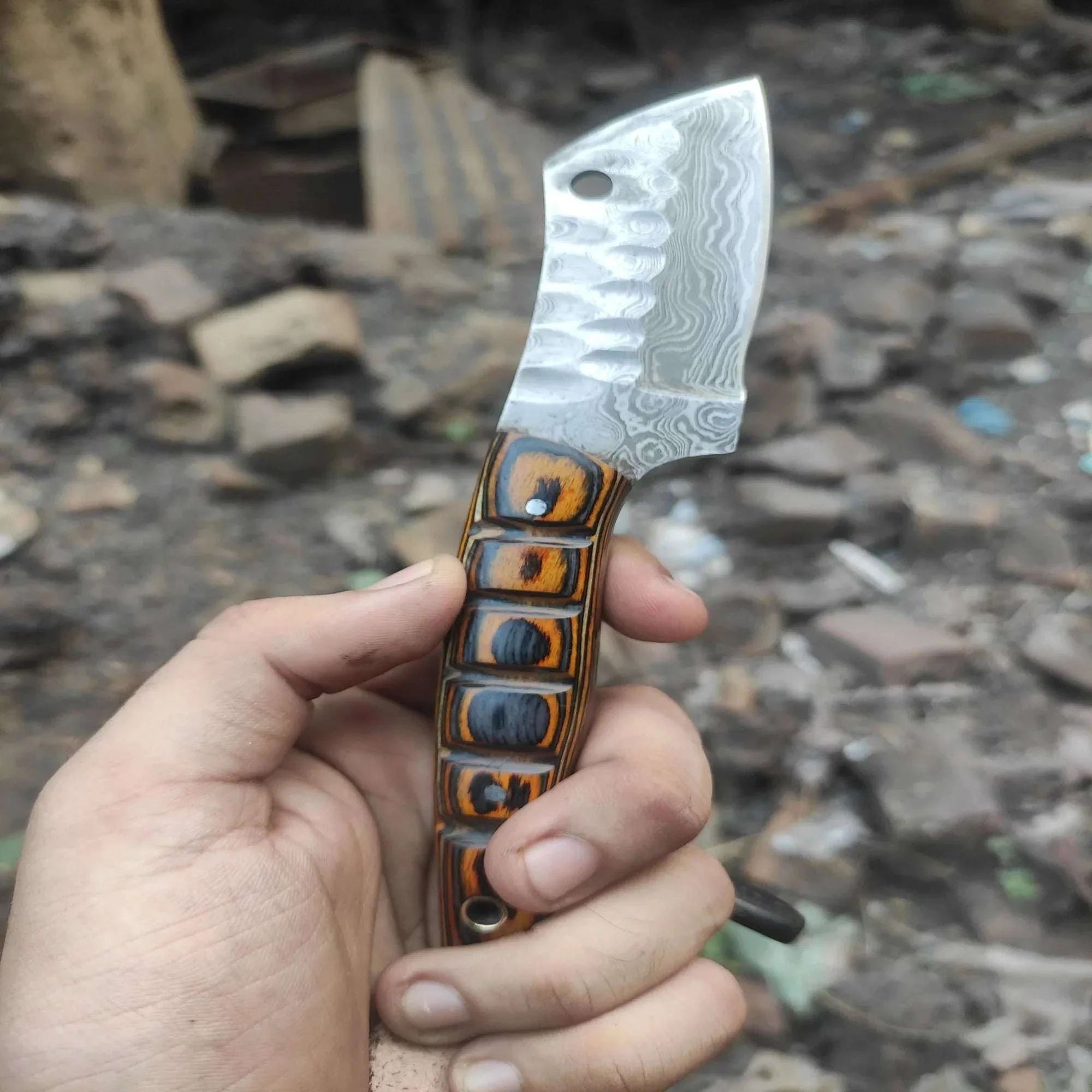 Palmarius Outdoors Handmade Damascus Mini EDC Knife — Everyday Carry Survival Tool 