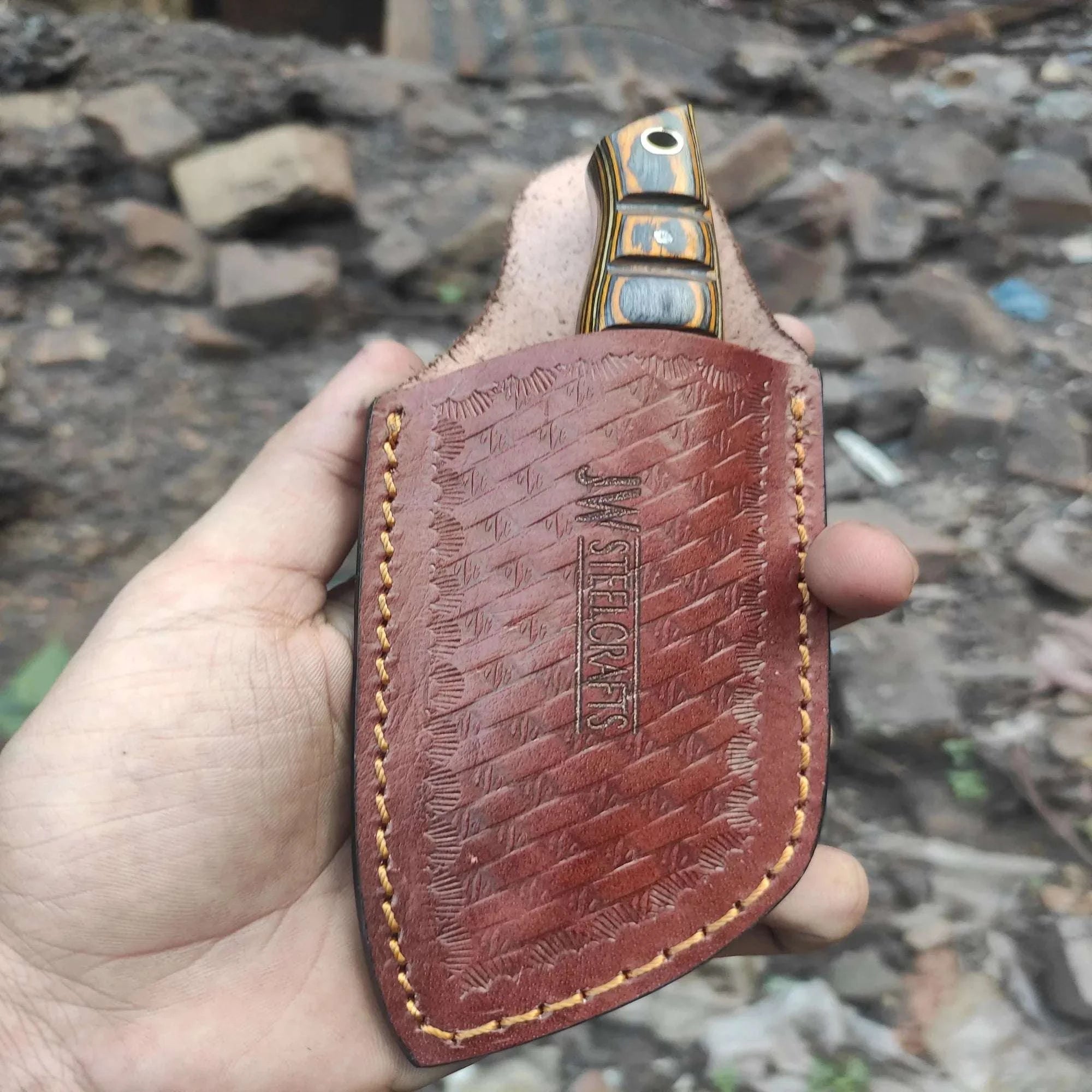 Palmarius Outdoors Handmade Damascus Mini EDC Knife — Everyday Carry Survival Tool 