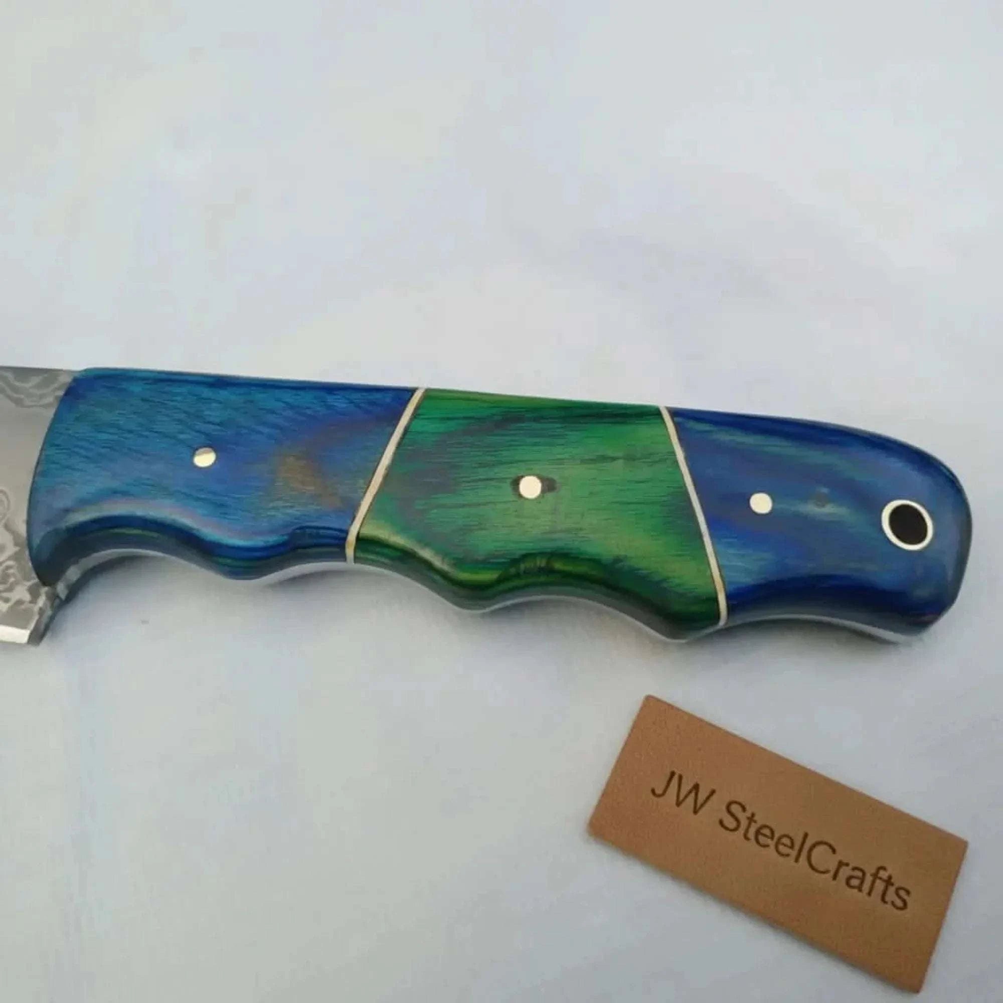 Palmarius Outdoors 11.5 Inch Damascus Steel Fillet Knife with Two-Tone Colored Wood Handle | JW SteelCrafts Handmade Fillet Knives