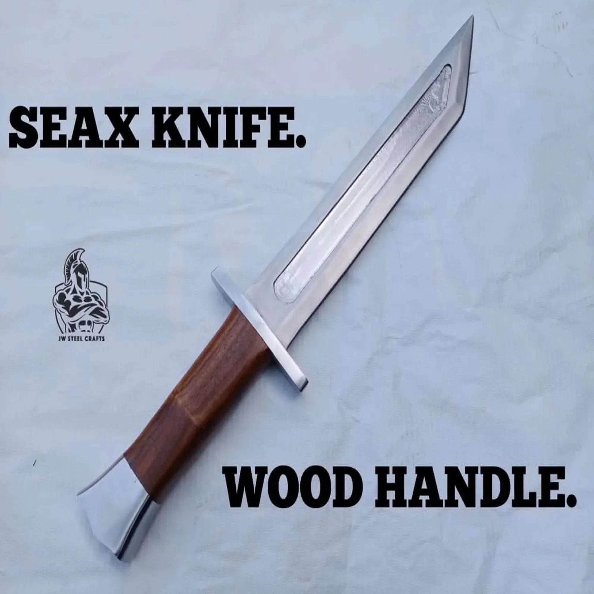 Palmarius Outdoors Wolfsteel Guard Seax 13" Handmade Carbon Steel Blade with Cross Guard seax knives