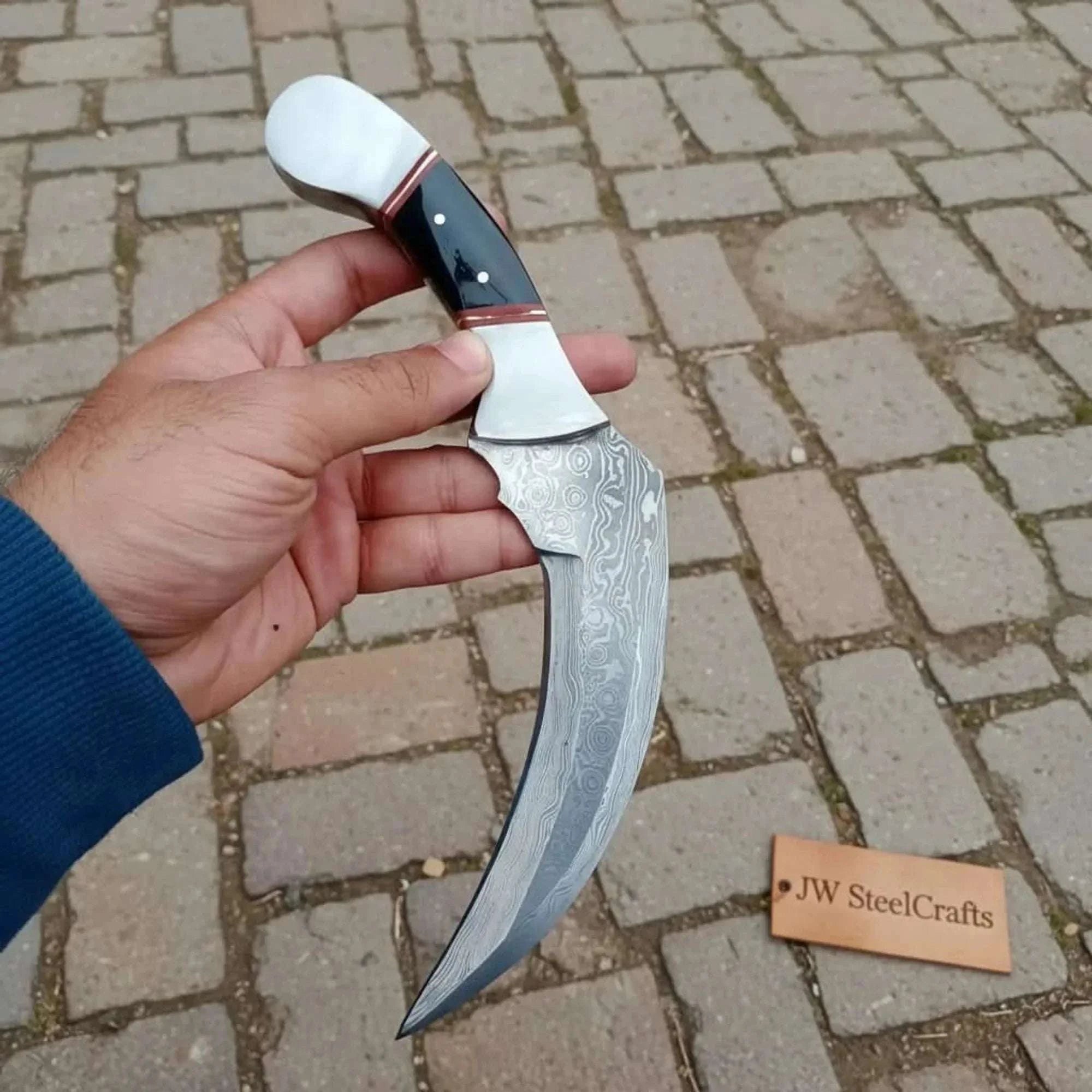Palmarius Outdoors Karambit Knife with Black horn and Stainless steel handle. karambit knfie