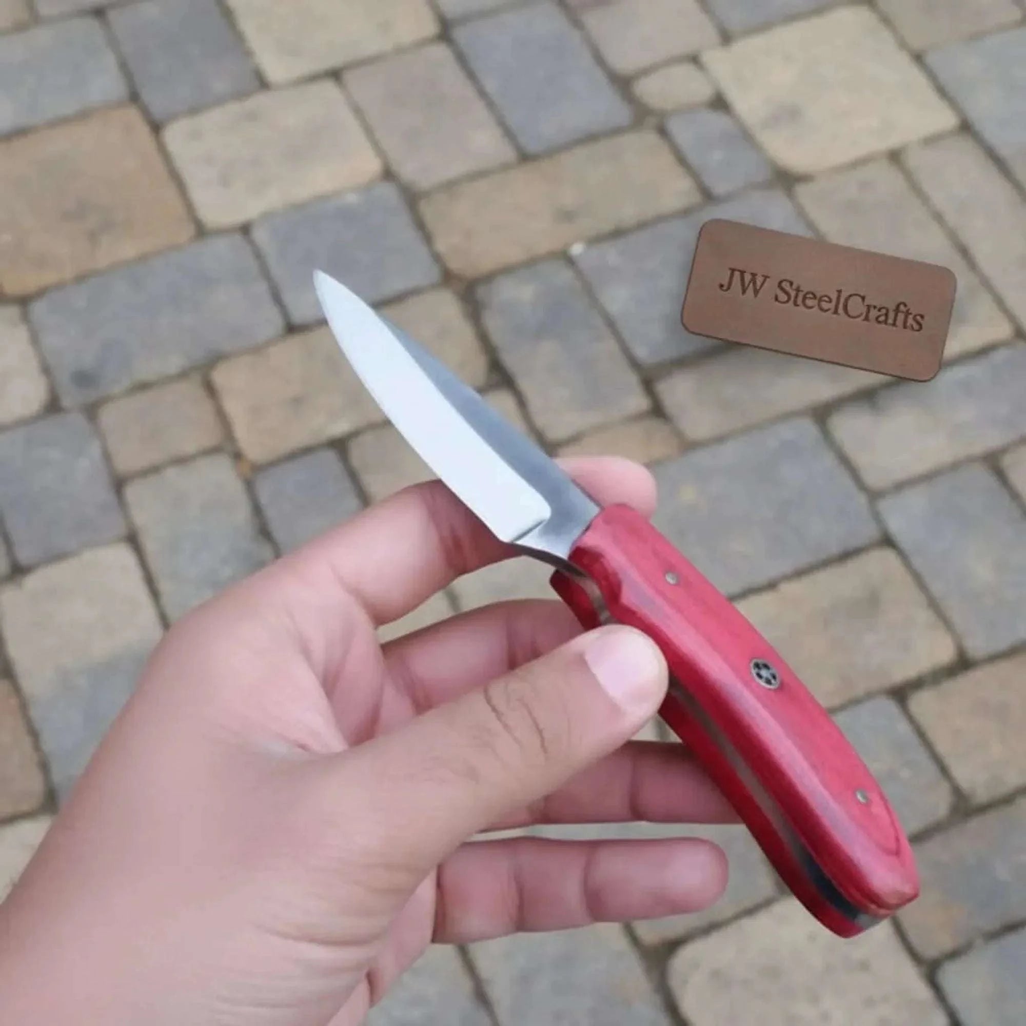 Palmarius Outdoors Handmade Skinner Knife Red Wood Handle Fixed Blade Skinner Knife