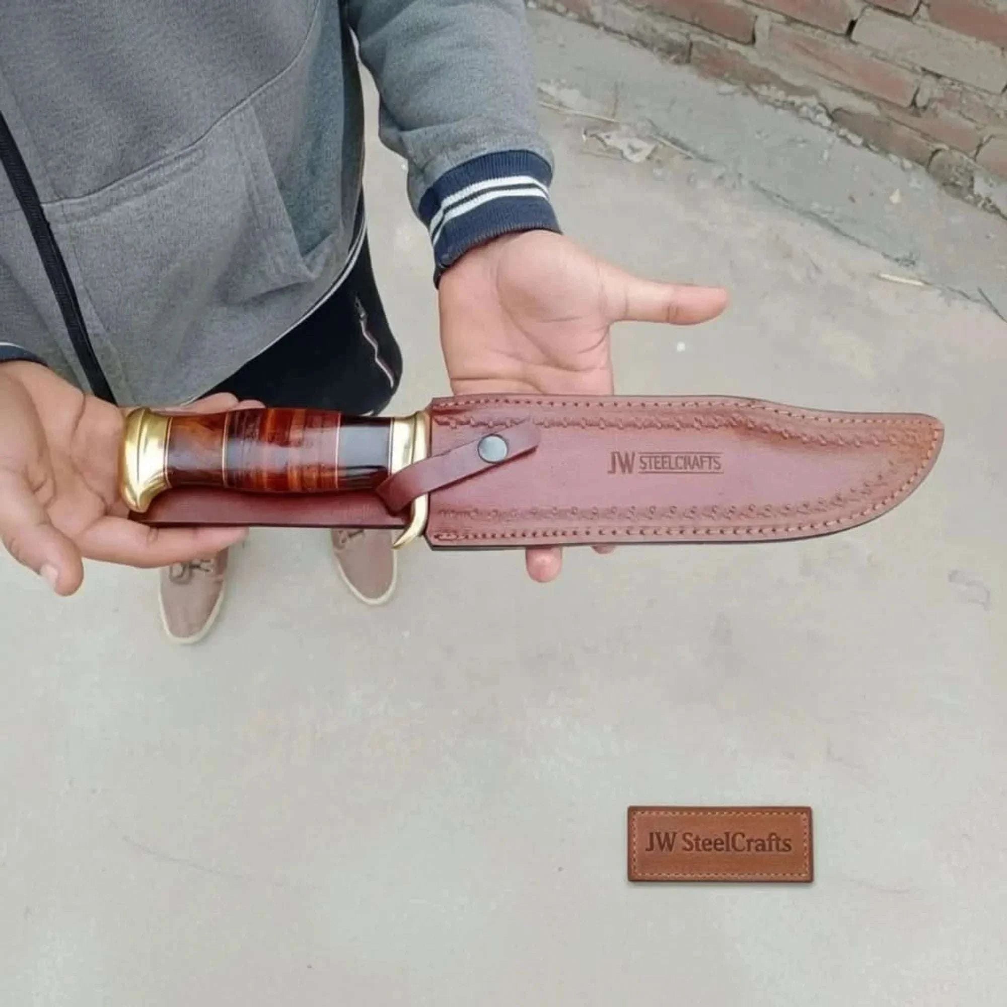 Palmarius Outdoors Handmade Sheffield Clip Point Bowie Knife with Damascus Steel Blade | JW SteelCrafts Clip Point Bowie Knives