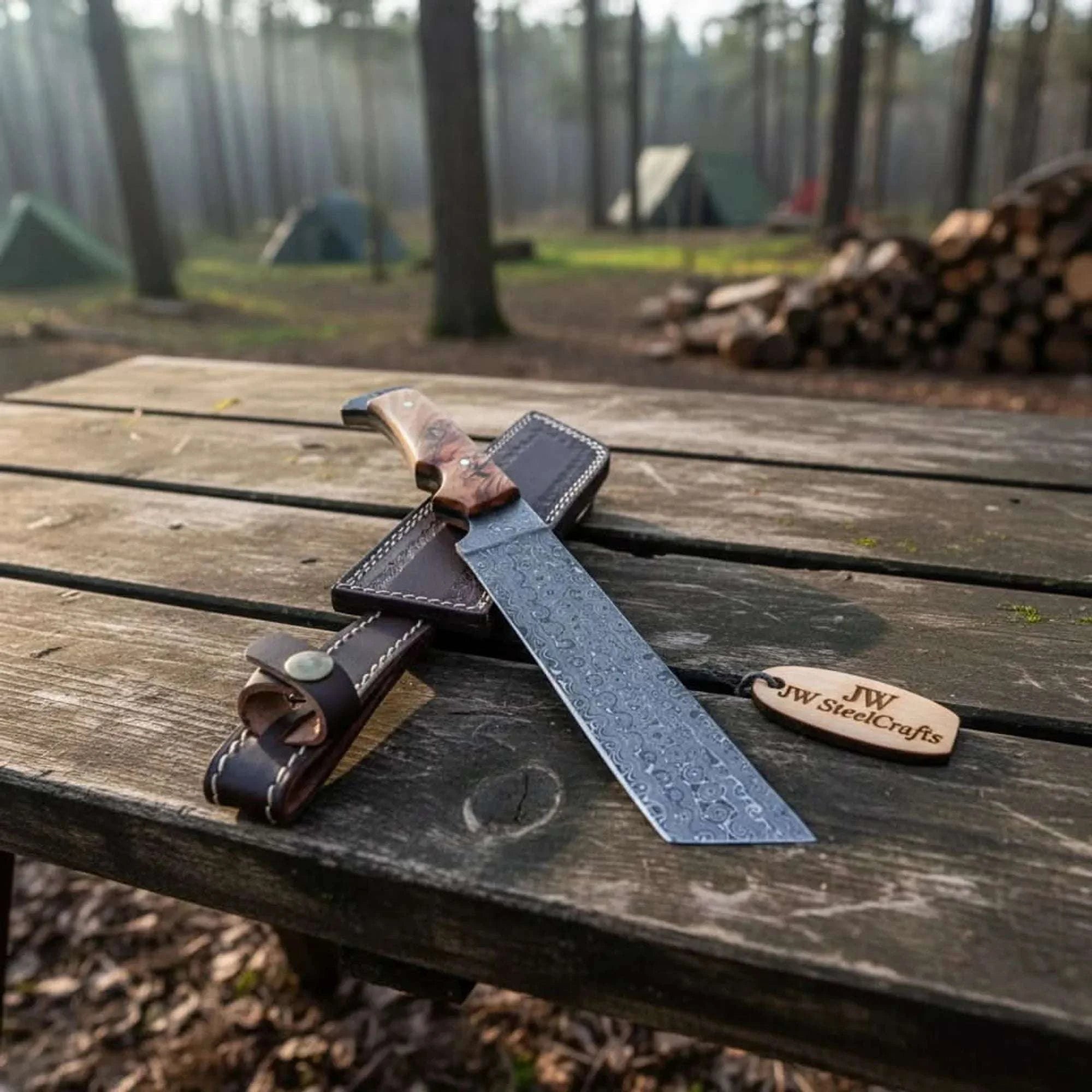 Palmarius Outdoors Hunting Knife Hunting 12" Tanto Knife with Olive Wood Handle with Sheath 