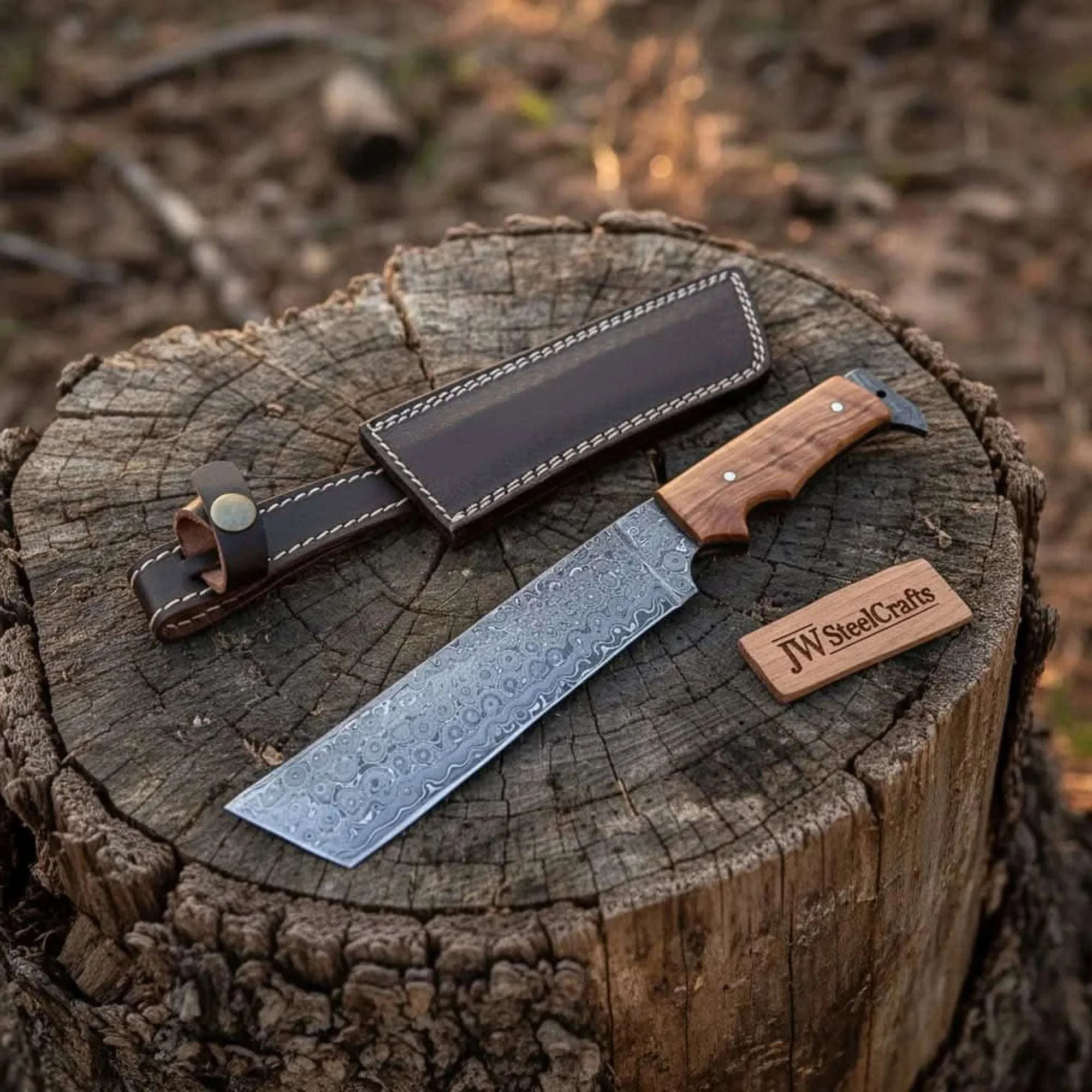 Palmarius Outdoors Hunting Knife Hunting 12" Tanto Knife with Olive Wood Handle with Sheath 