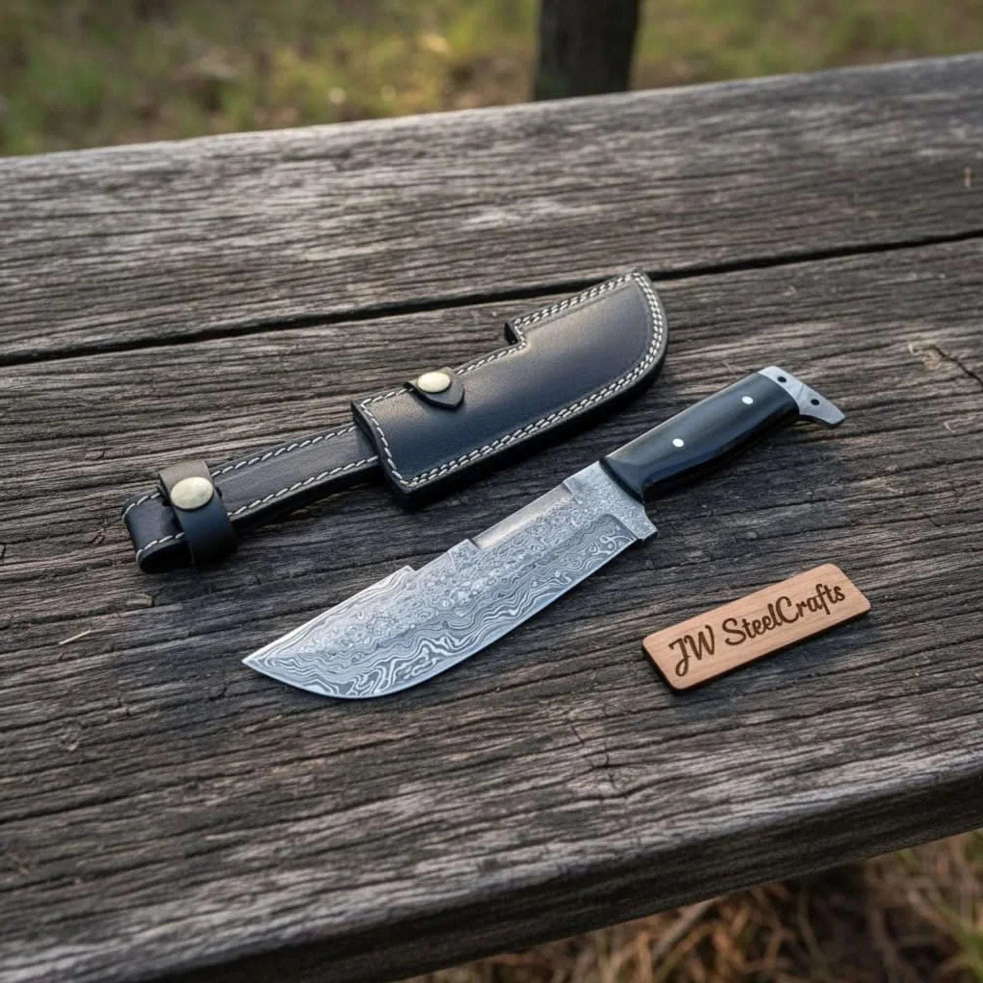Palmarius Outdoors Hunting Knife Hunting 10.50" Tanto Style Knife with Buffalo Horn Handle with Sheath Bowie Knives