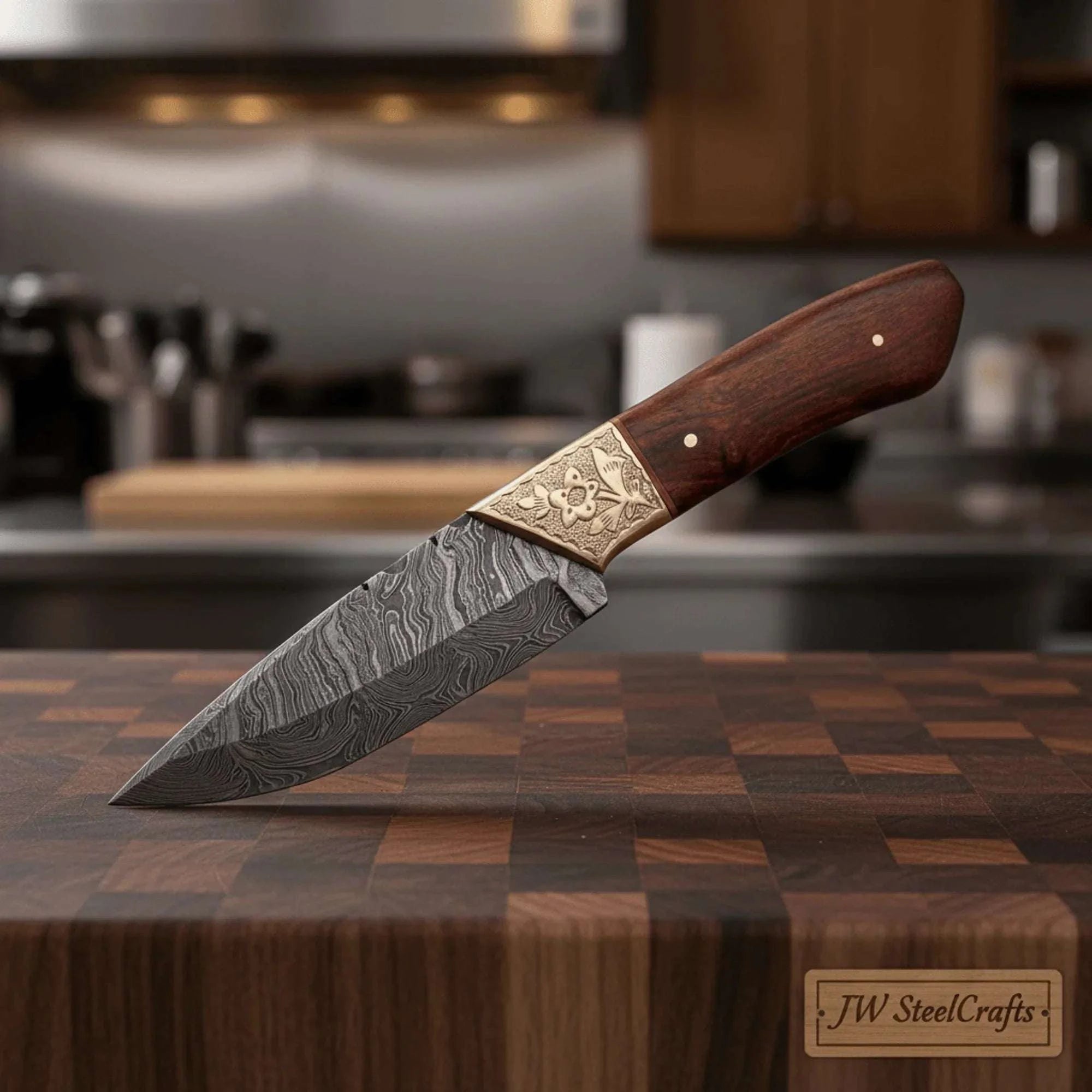 Palmarius Outdoors Handmade Damascus Petty Knife for Precise Kitchen Work Damascus Steel Chef Knives