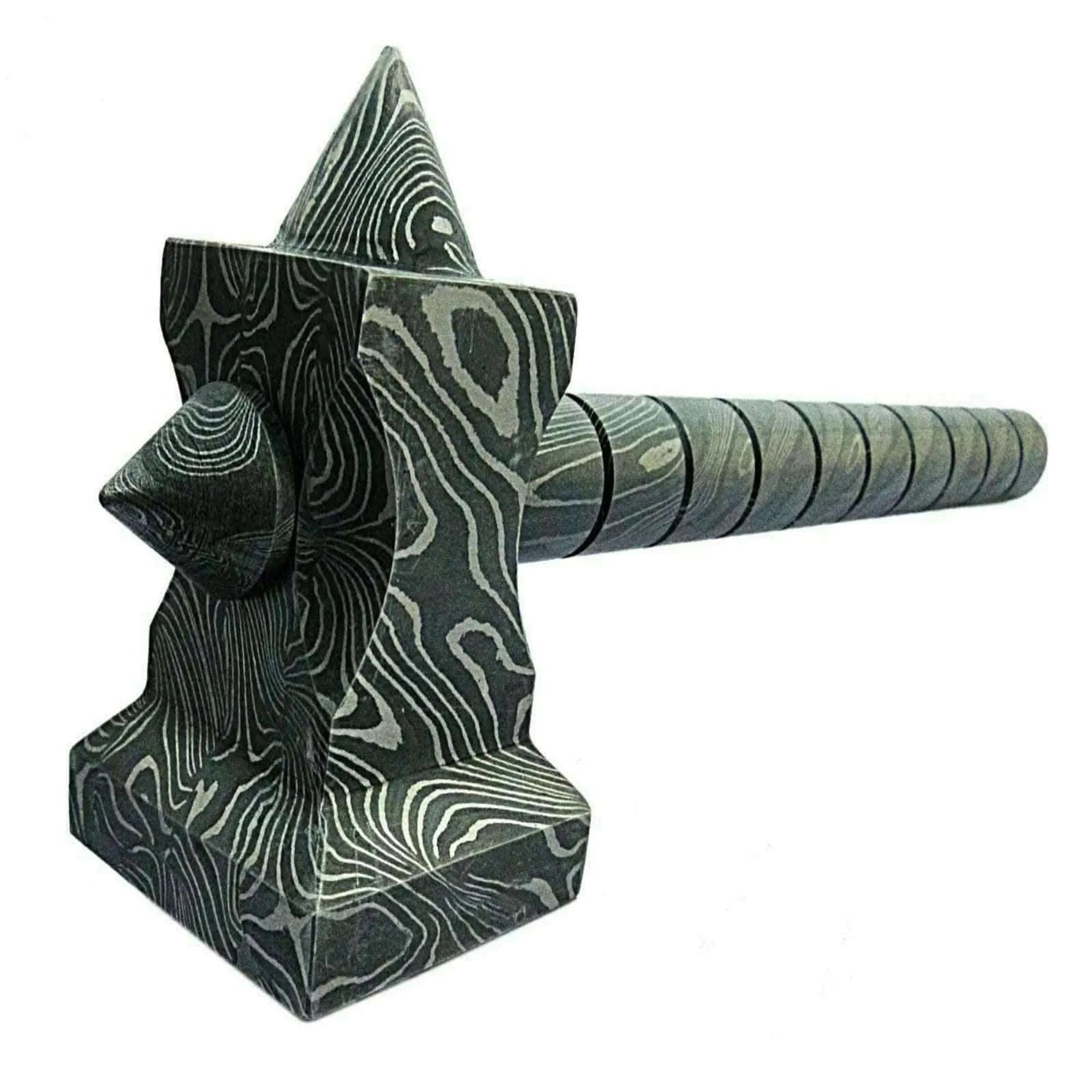 Palmarius Outdoors Sculpted Damascus Steel War Hammer 12" Handmade Full Damascus Collectible Piece Thor Hammer