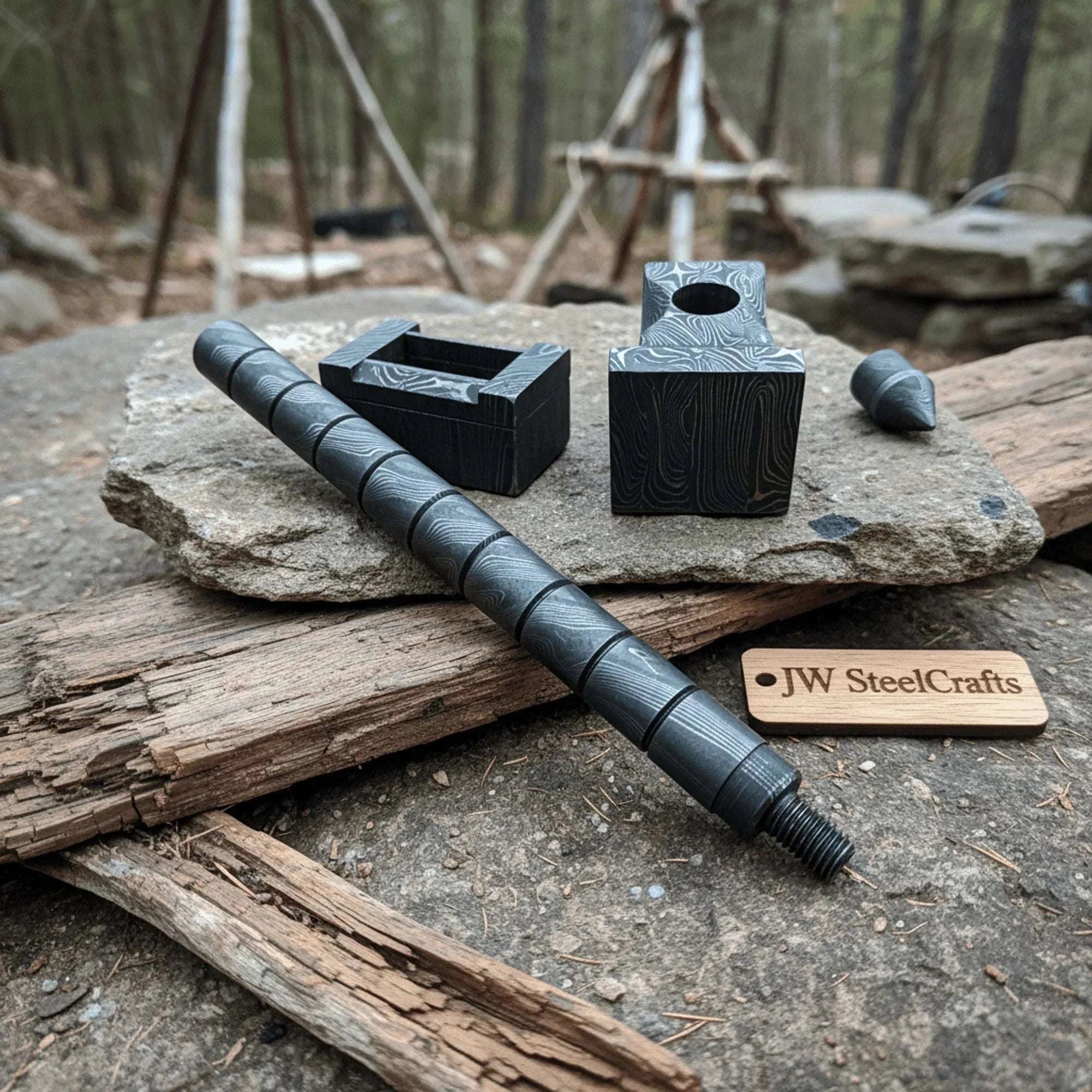 Palmarius Outdoors Sculpted Damascus Steel War Hammer 12" Handmade Full Damascus Collectible Piece Thor Hammer