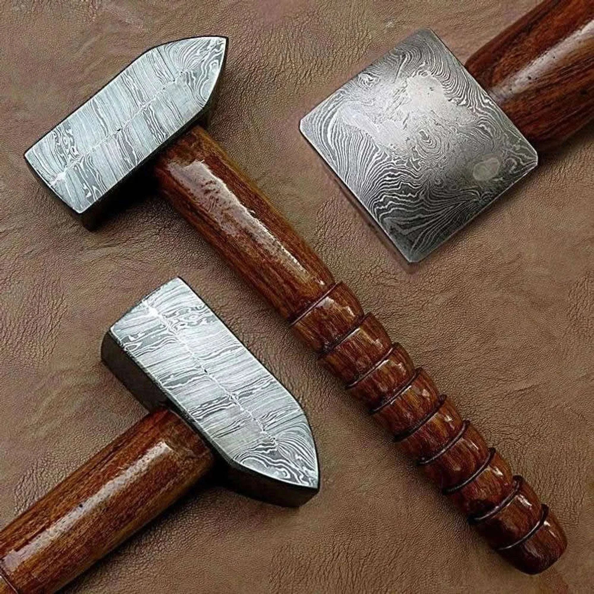Palmarius Outdoors Smith's Cross-Peen Hammer 10" Handmade Damascus Steel Blacksmith Hammer Thor Hammer