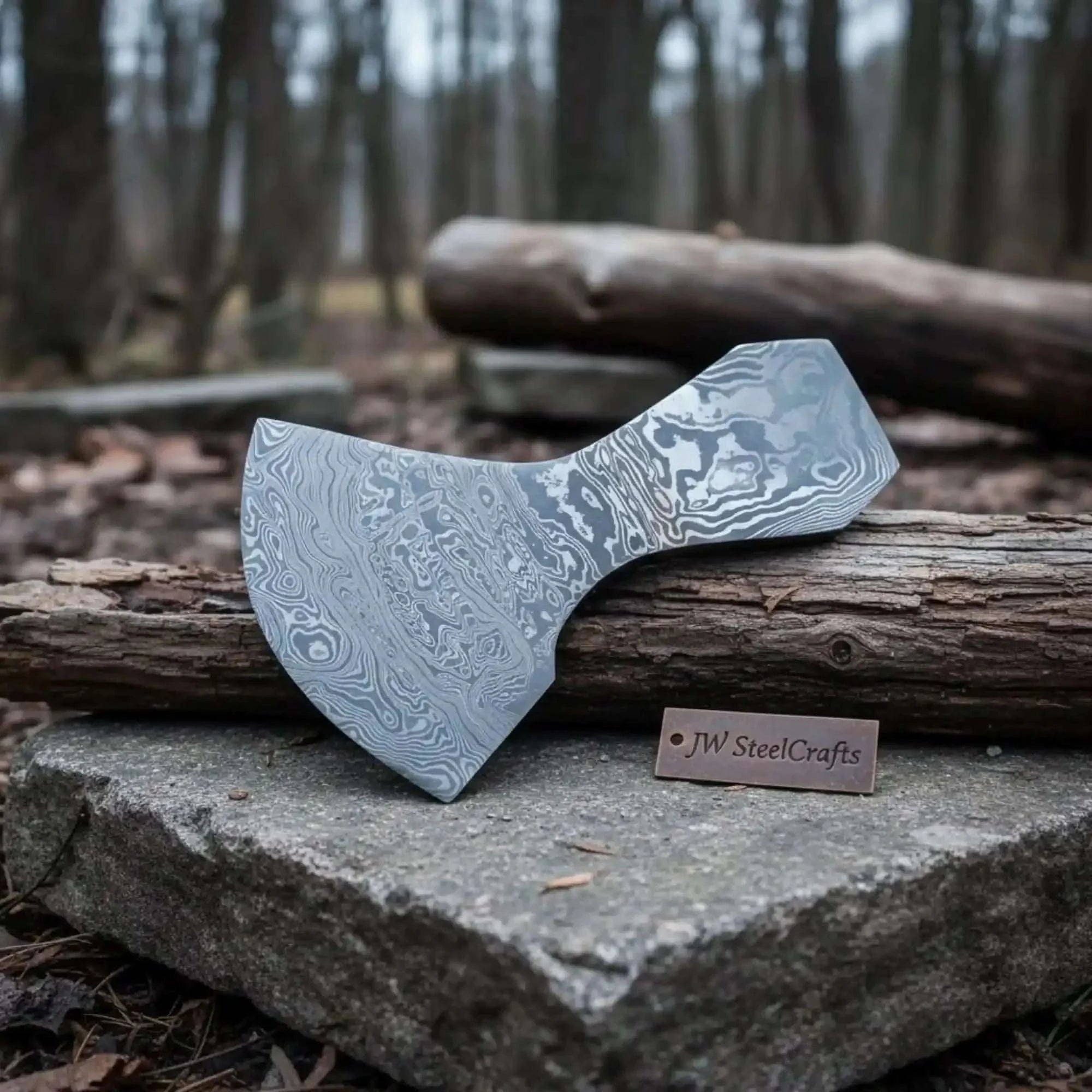 Palmarius Outdoors Craghollow Steel Axe Head 6" Handmade Damascus Blank for Custom Axe Builds Axe head Blank