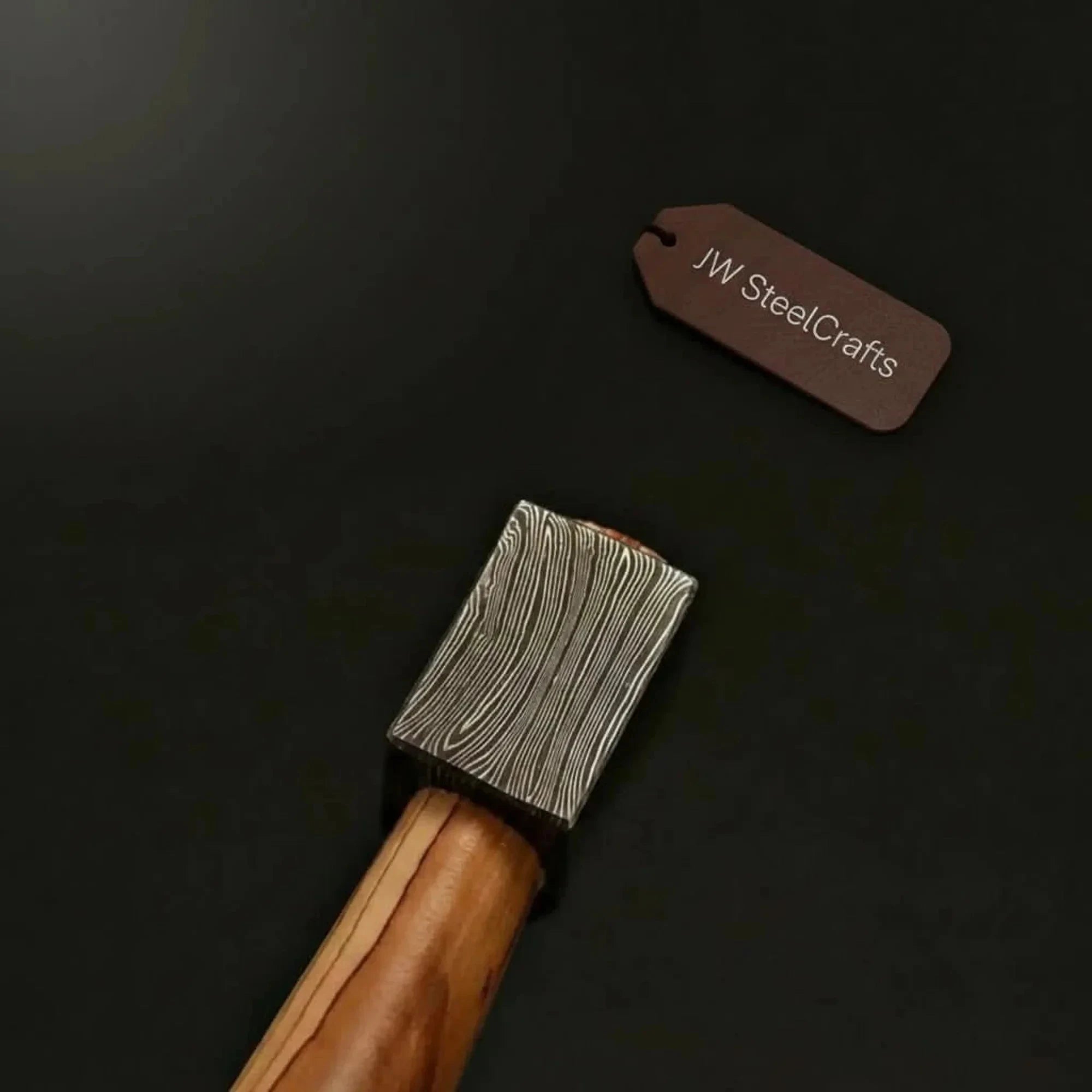 Palmarius Outdoors Hand-Forged Damascus Bearded Bushcraft Hatchet with Hardwood Handle Handmade Axe
