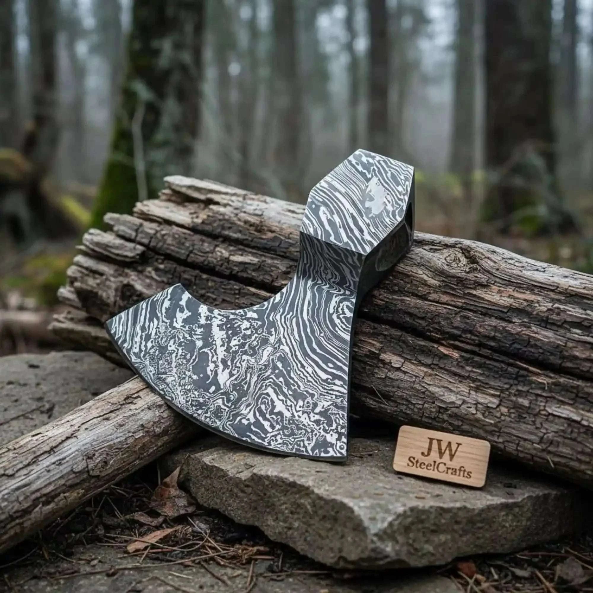 Palmarius Outdoors Ironhollow Bearded Damascus Axe 6.5" Handmade Viking Style Head Blank Axe head Blank