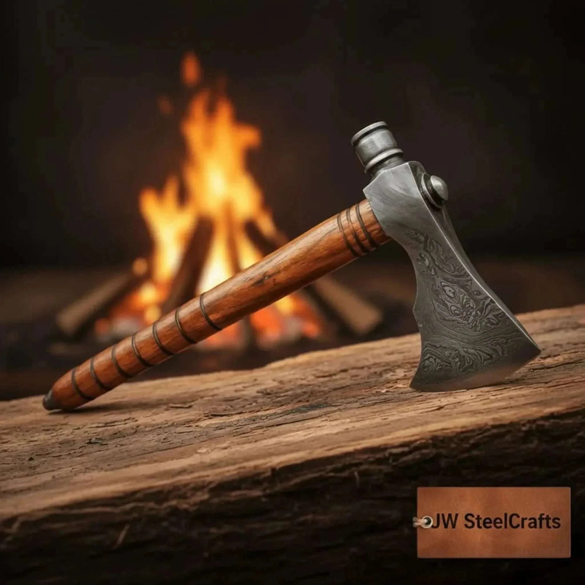 Palmarius Outdoors Damascus Wood Handle Smoking Axe 19 Inch Handmade Axe