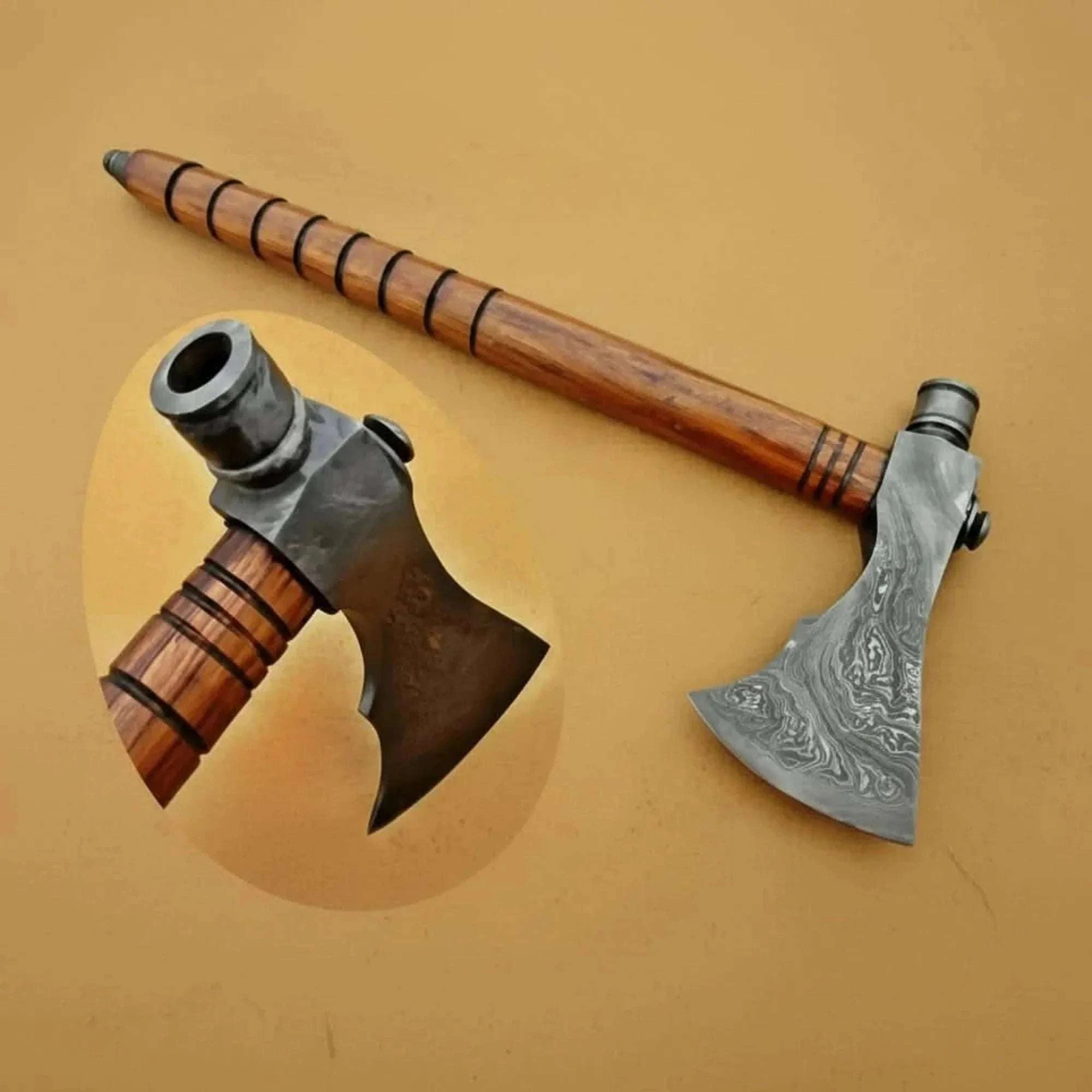 Palmarius Outdoors Damascus Wood Handle Smoking Axe 19 Inch Handmade Axe