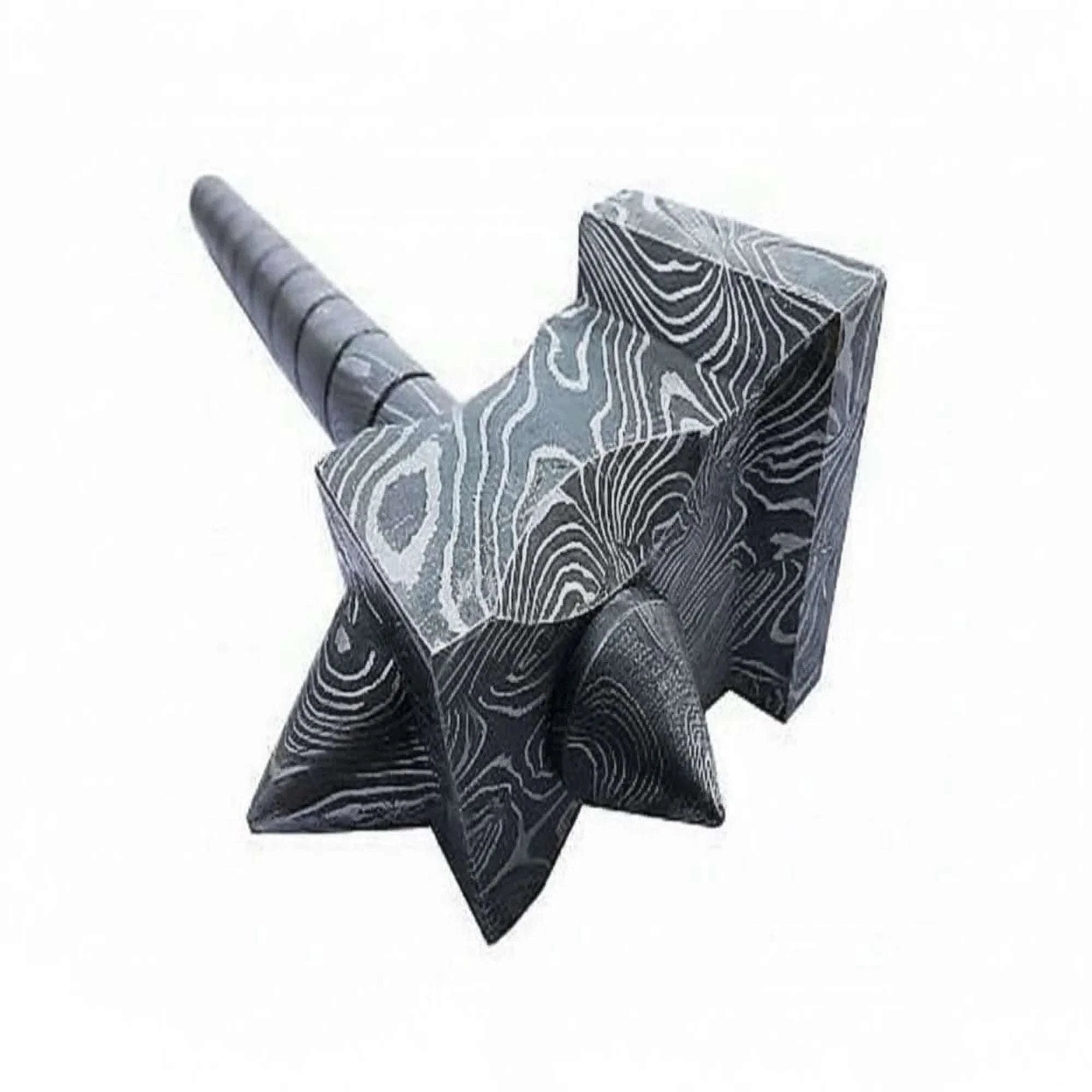 Palmarius Outdoors Darkforge Titan Hammer 8" Handmade Full Damascus Steel Collectible with Dual Spikes Thor Hammer