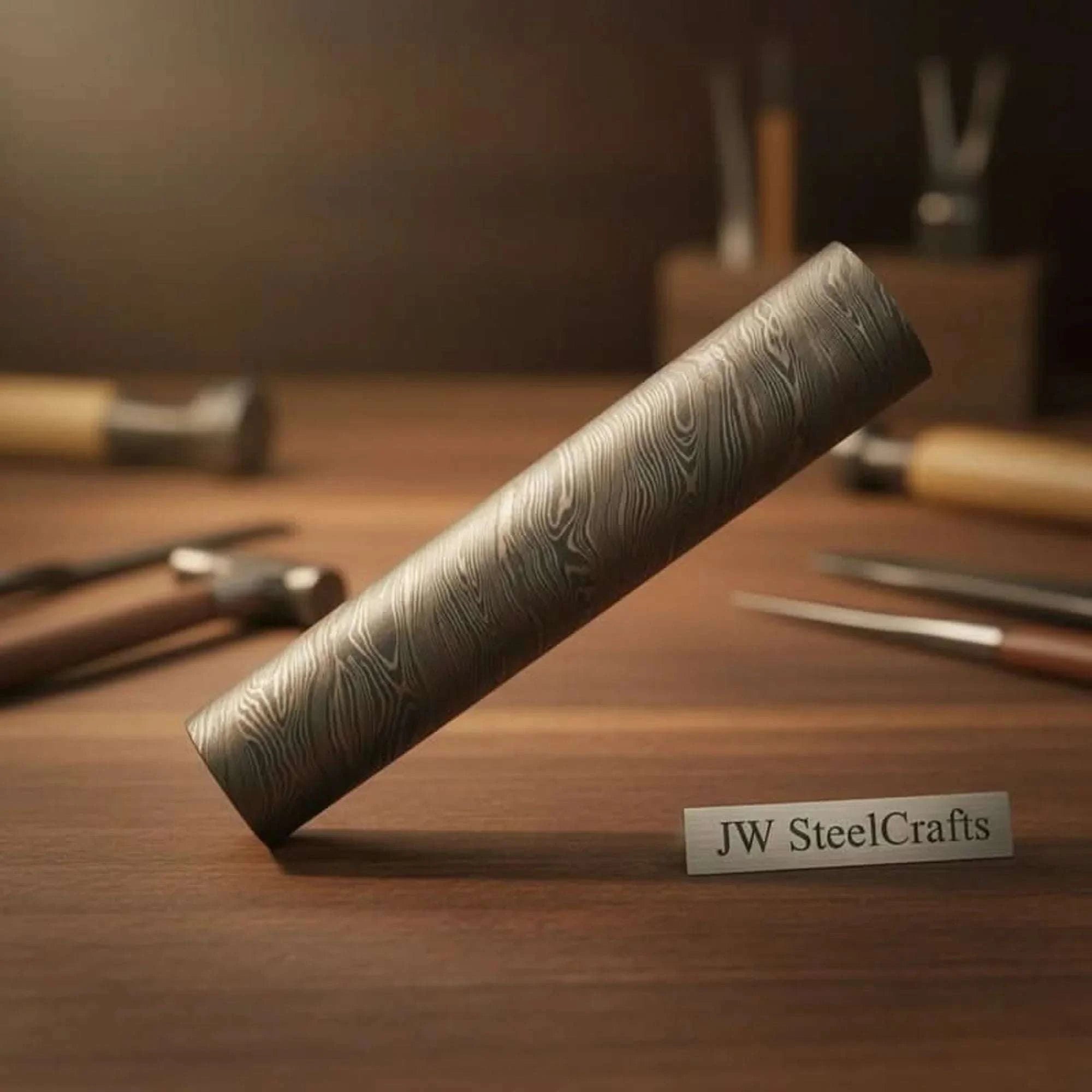 Palmarius Outdoors Duskband Steel Billet Damascus Rod Handmade 4.10 Inch Precision Bar Damascus Rod