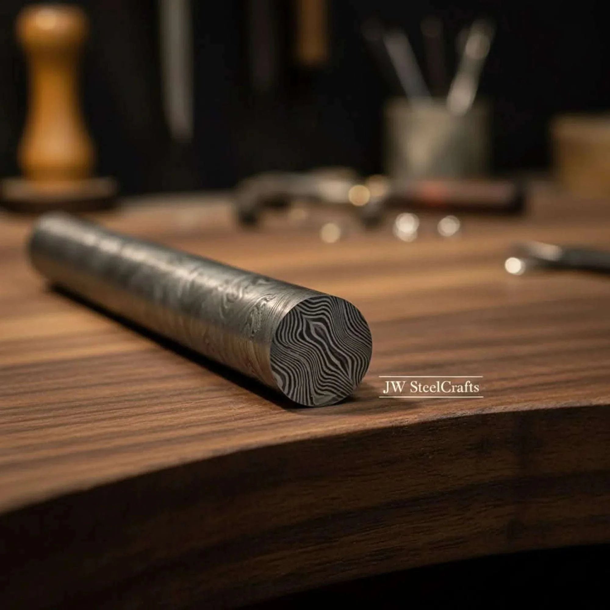 Palmarius Outdoors Ironshine Damascus Ring Rod 10" Handmade Multi-Use Bar Damascus Rod
