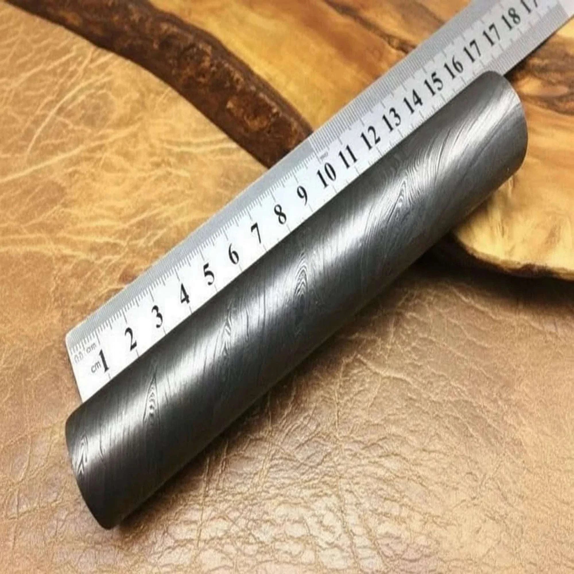 Palmarius Outdoors 6” Damascus Steel Round Bar Rod 25.5 mm Diameter for Ring Making Damascus Rod