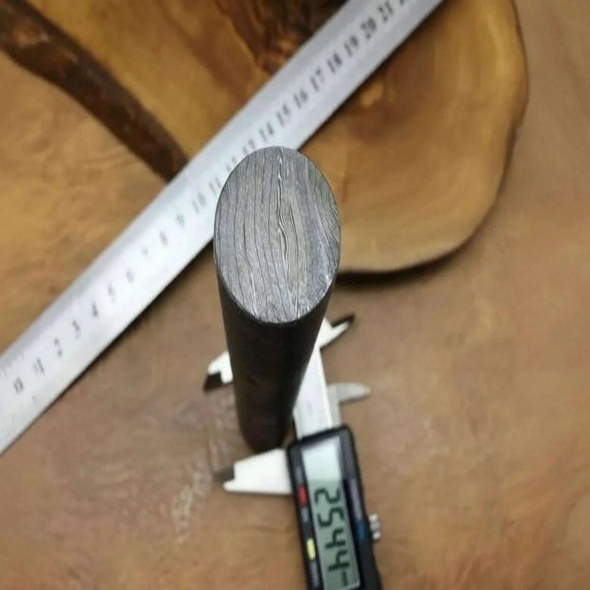 Palmarius Outdoors 6” Damascus Steel Round Bar Rod 25.5 mm Diameter for Ring Making Damascus Rod