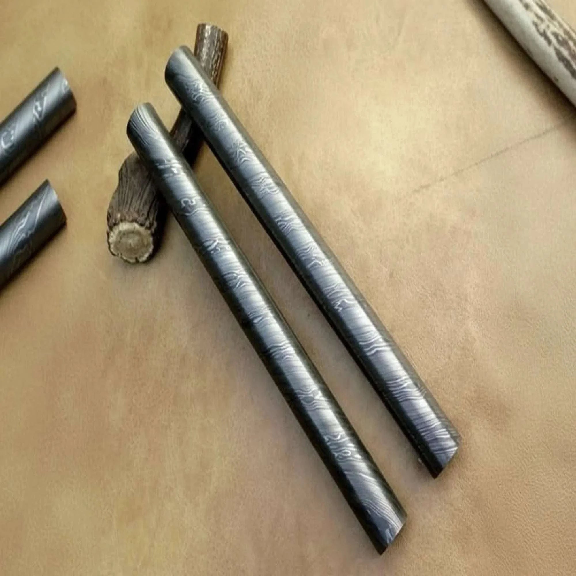 Palmarius Outdoors Wolfgleam Jewelry Damascus Rod 10" Handmade Set of 2 Bars Damascus Rod