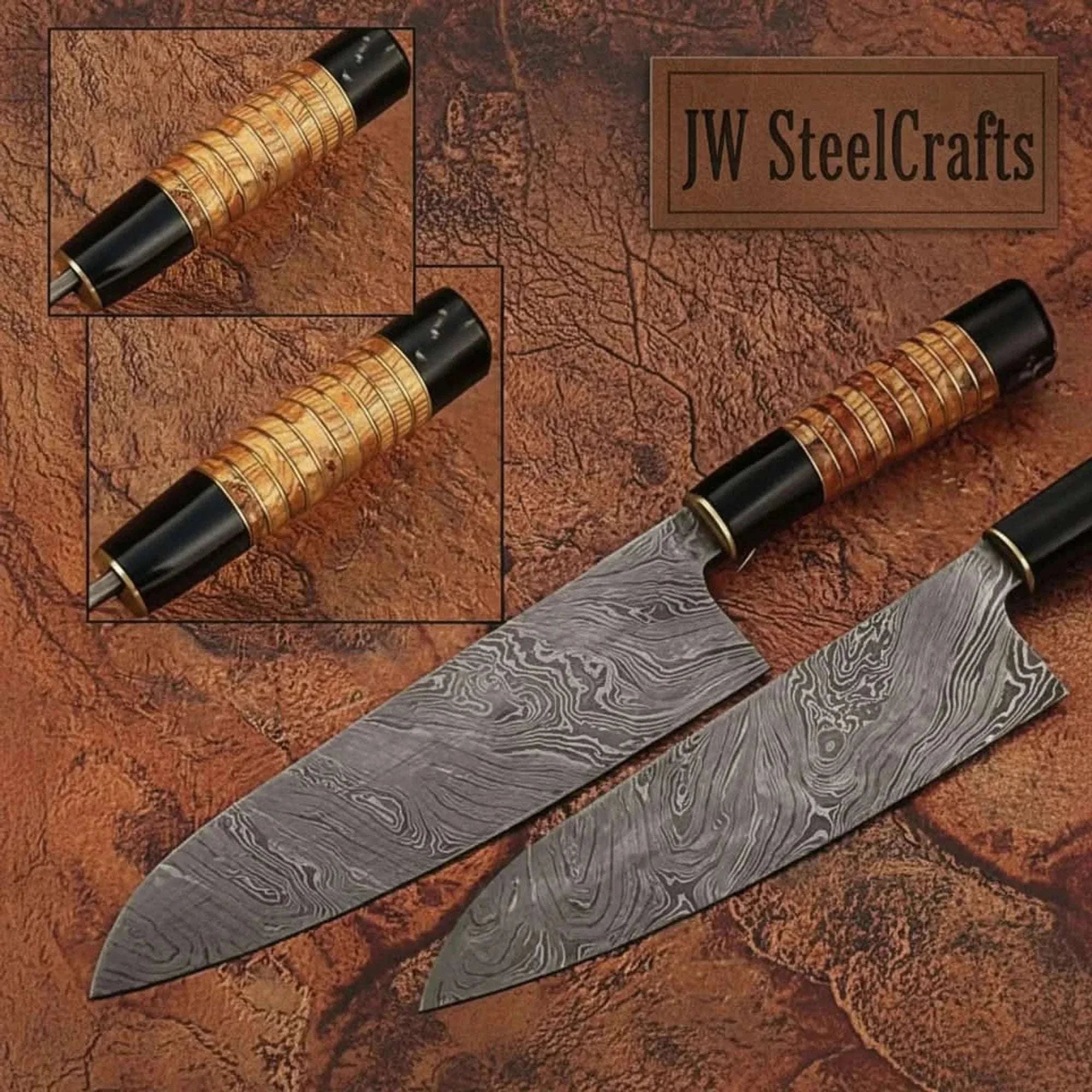 Palmarius Outdoors Forged Damascus Santoku Knife – 7" Blade, Olive Wood & Black Micarta Handle, Full Tang Kitchen Knife Santoku Knife