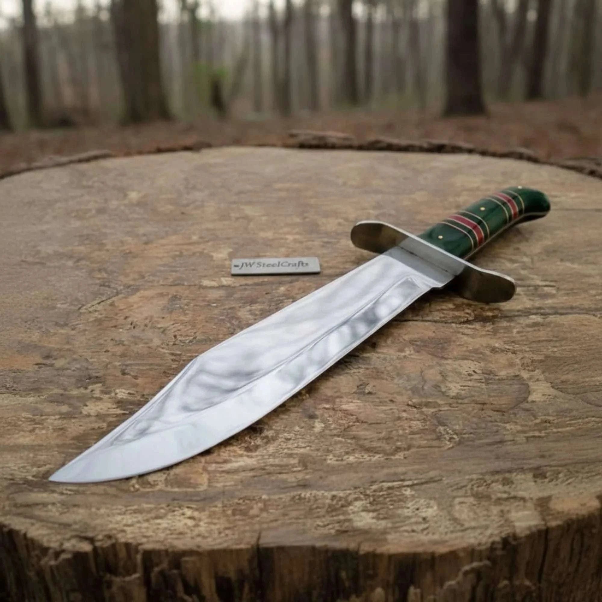 Palmarius Outdoors Sheffield Clip Point Bowie Knife Mirror Polish Steel with S Guard and Stacked Handle Bowie Knives