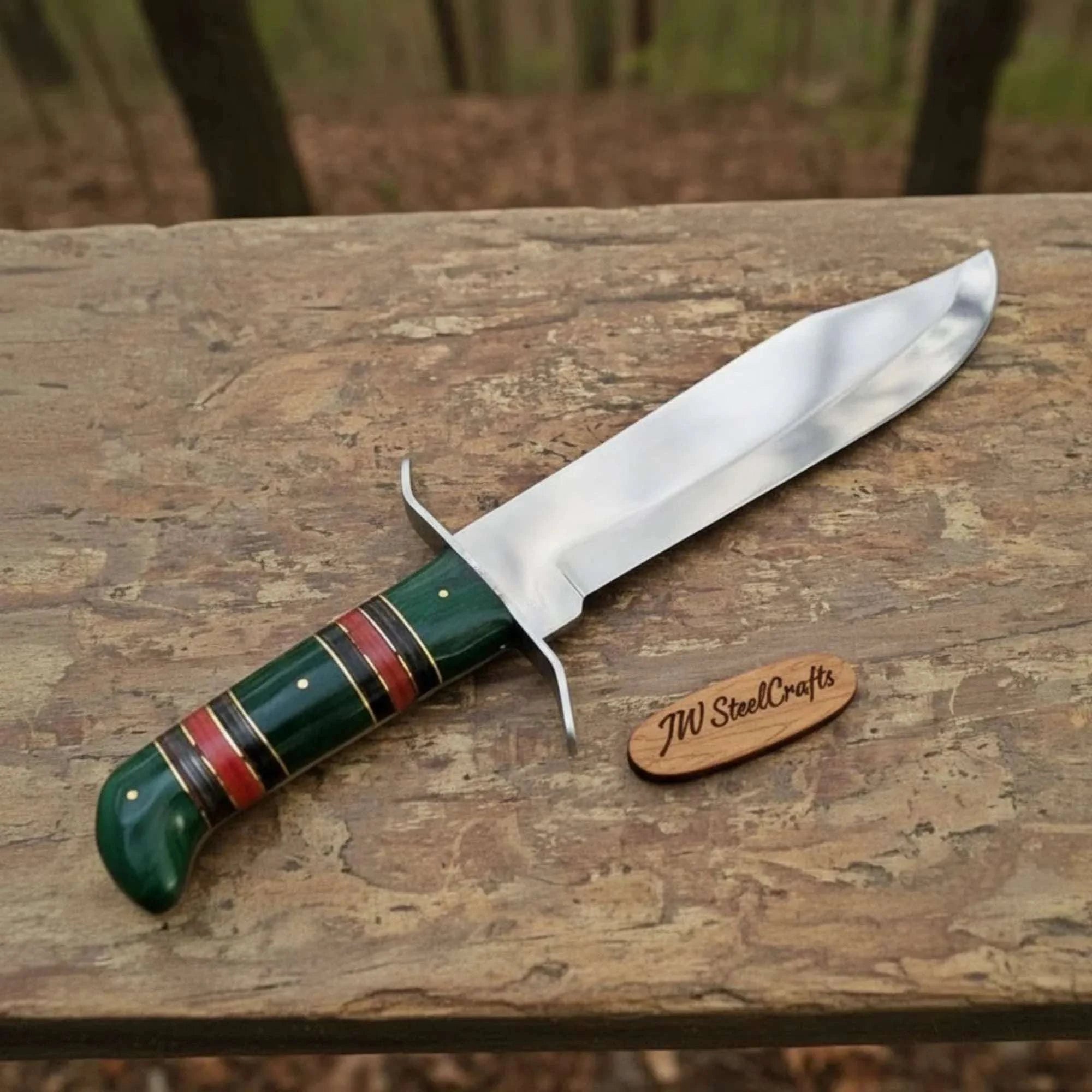 Palmarius Outdoors Sheffield Clip Point Bowie Knife Mirror Polish Steel with S Guard and Stacked Handle Bowie Knives