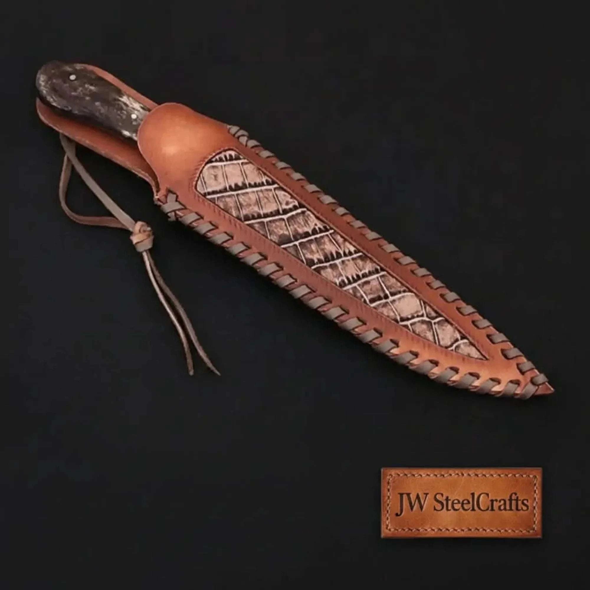Palmarius Outdoors Custom Handmade Damascus Steel Boning Knife With Colour Bone Handle with Leather Sheath 